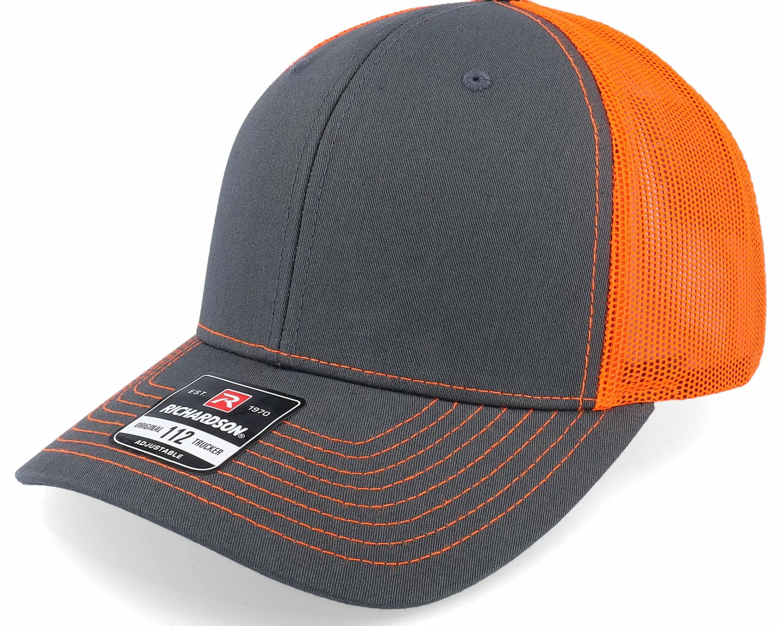 Richardson 112 Split Charcoal/Neon Orange Trucker - -Unisex Trucker