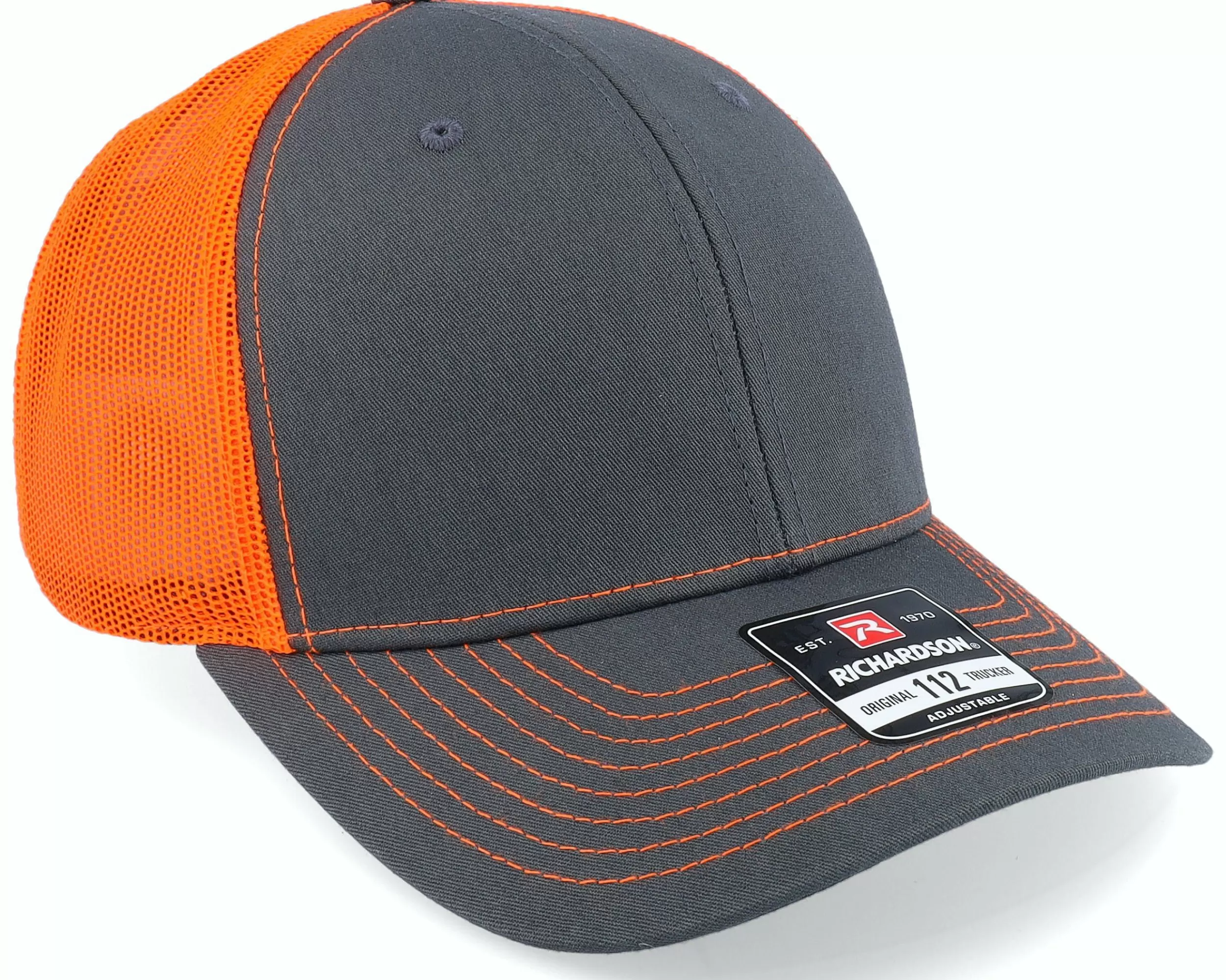 Richardson 112 Split Charcoal/Neon Orange Trucker - -Unisex Trucker