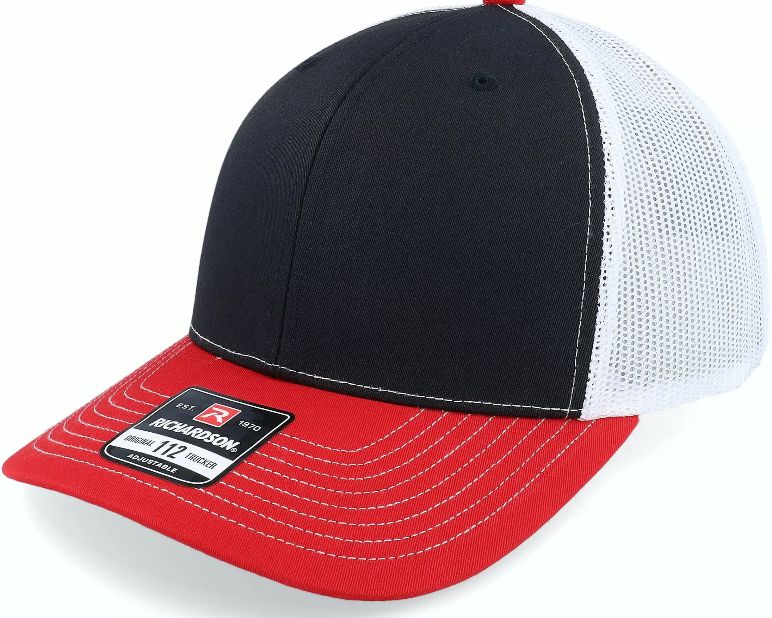 Richardson 112 Tri Black/White/Red Trucker - -Unisex Trucker