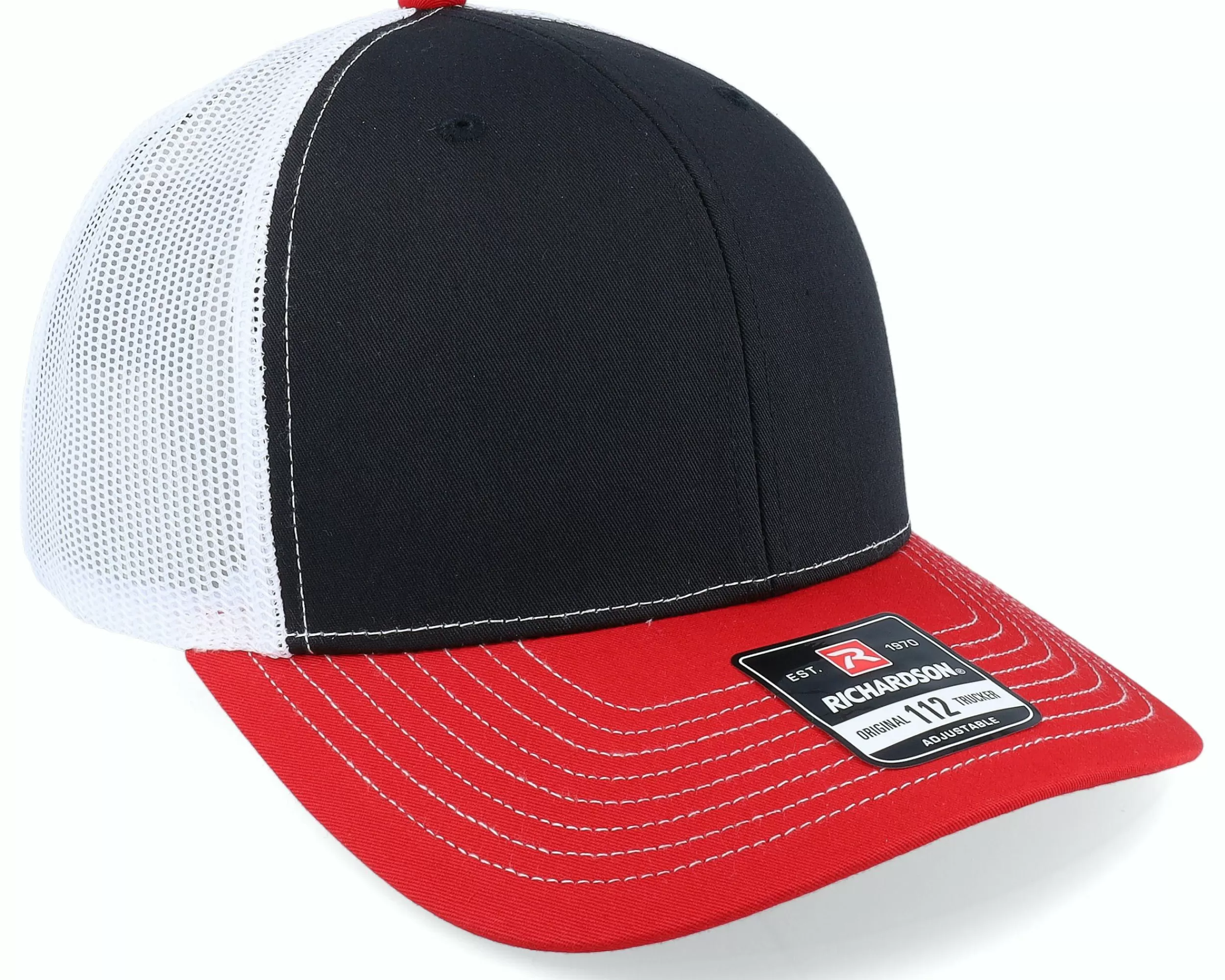 Richardson 112 Tri Black/White/Red Trucker - -Unisex Trucker