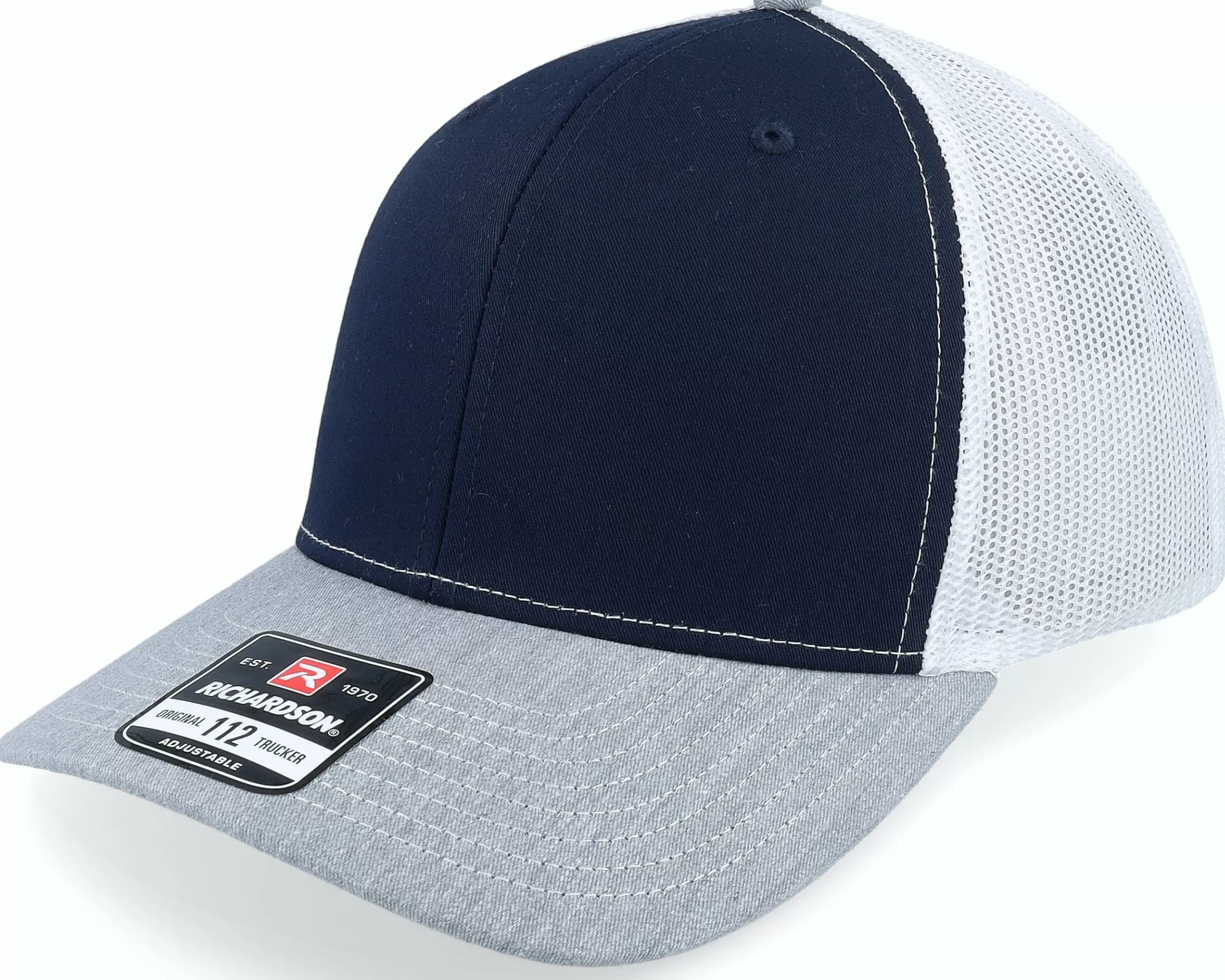 Richardson 112 Tri Navy/White/Heather Grey Trucker - -Unisex Trucker