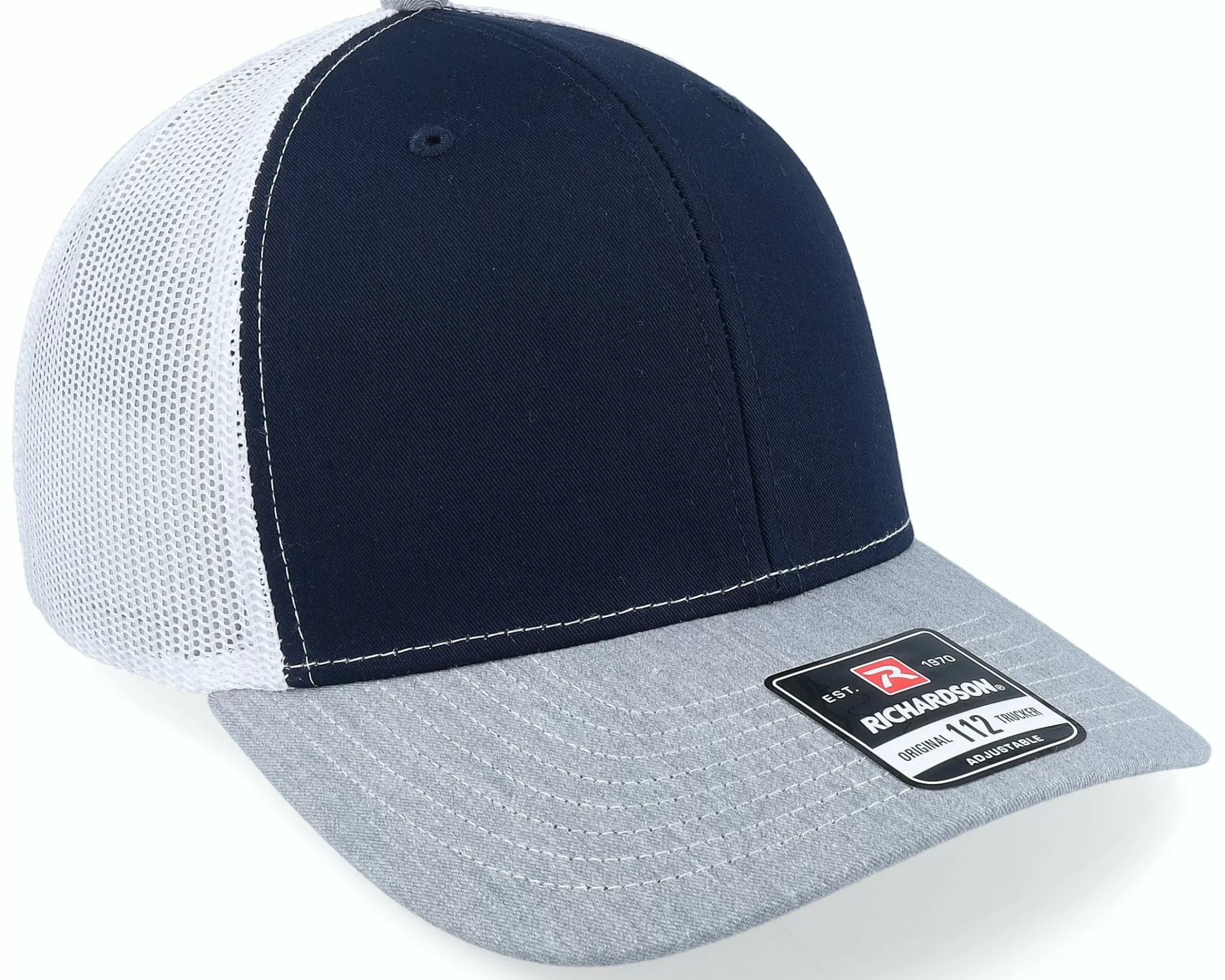 Richardson 112 Tri Navy/White/Heather Grey Trucker - -Unisex Trucker