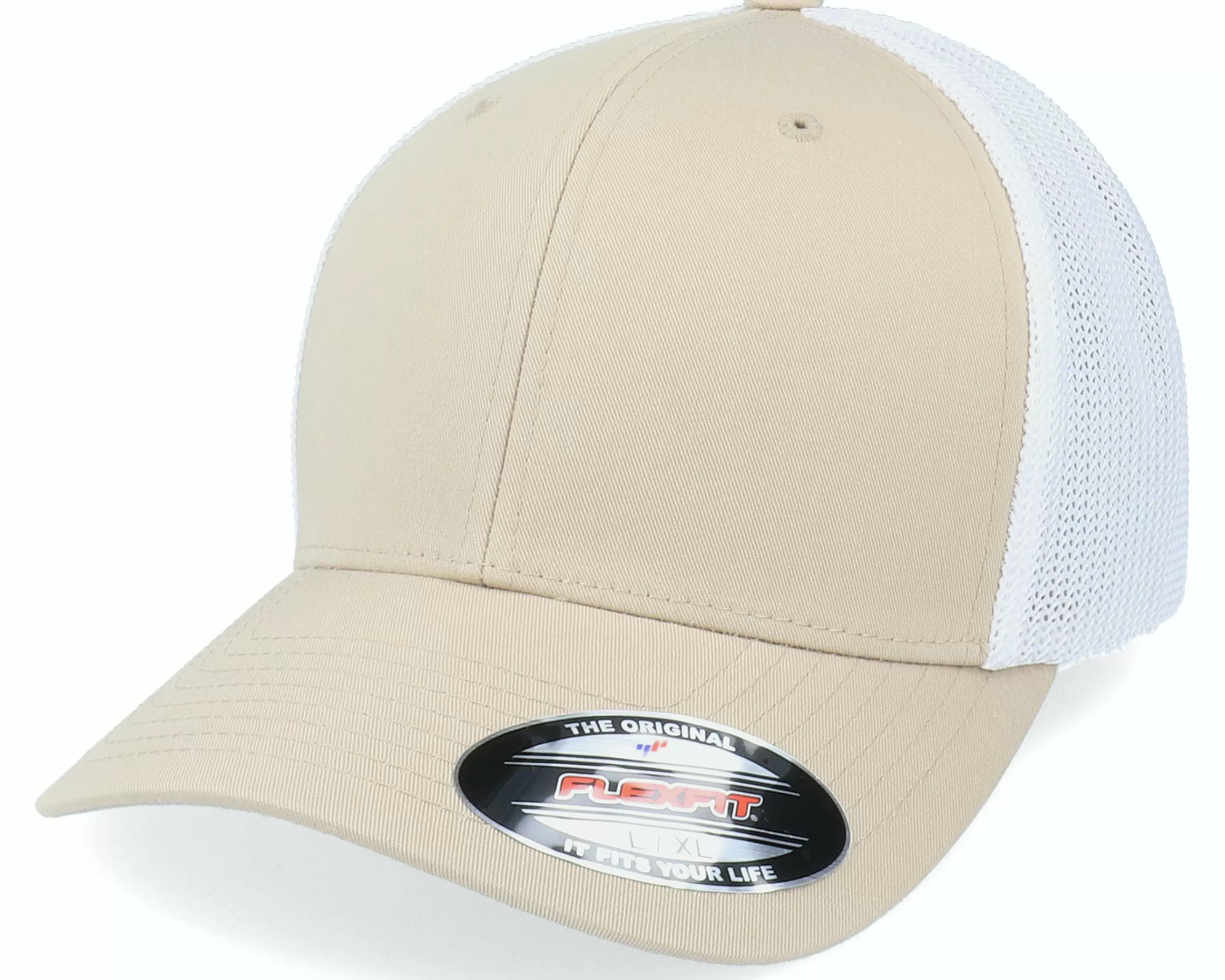 Flexfit 2-Tone Mesh Khaki/White Trucker - -Unisex Flexfit