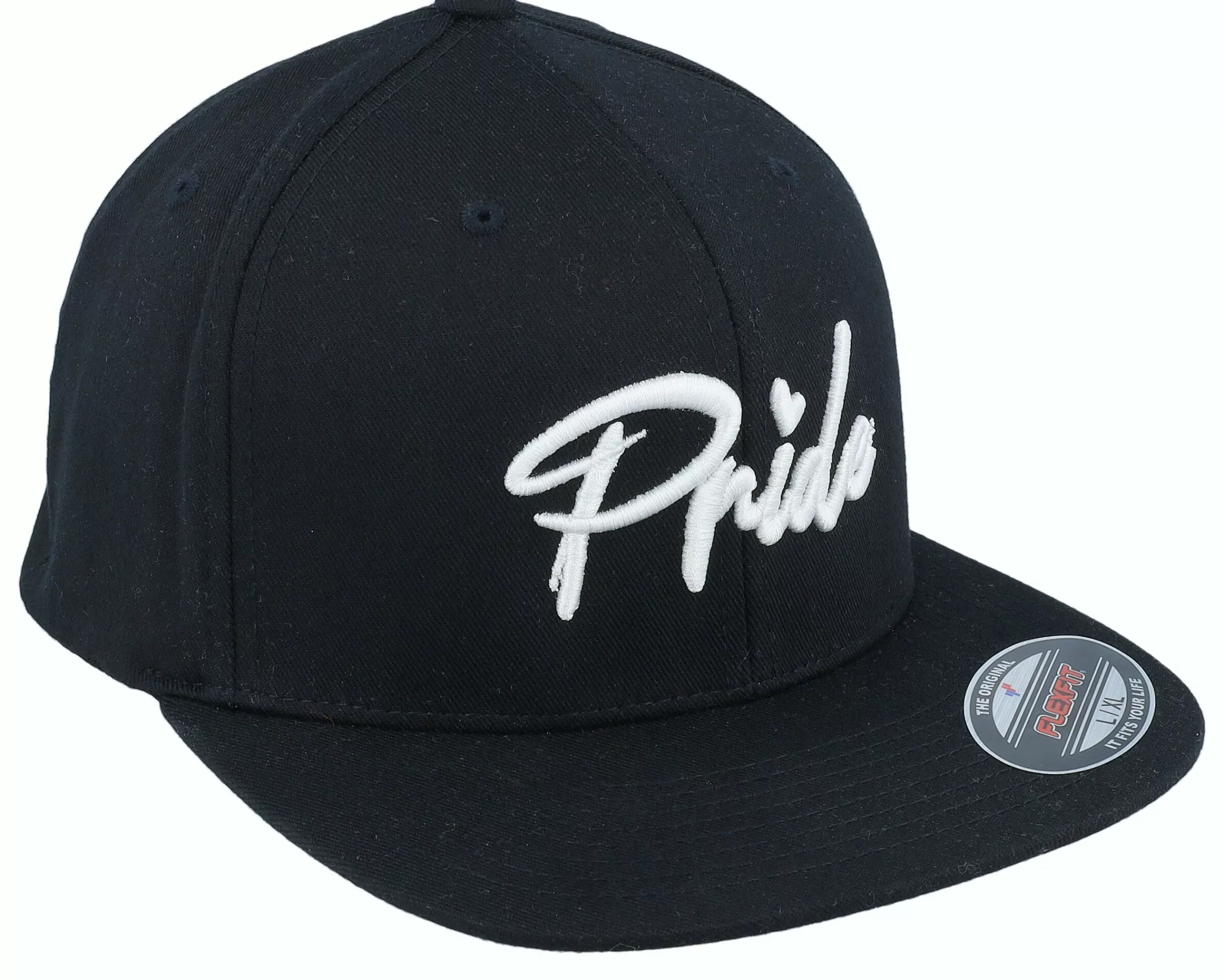 Fair 3D White Pride Logo Black Flat Brim Fitted - -Unisex Fitted