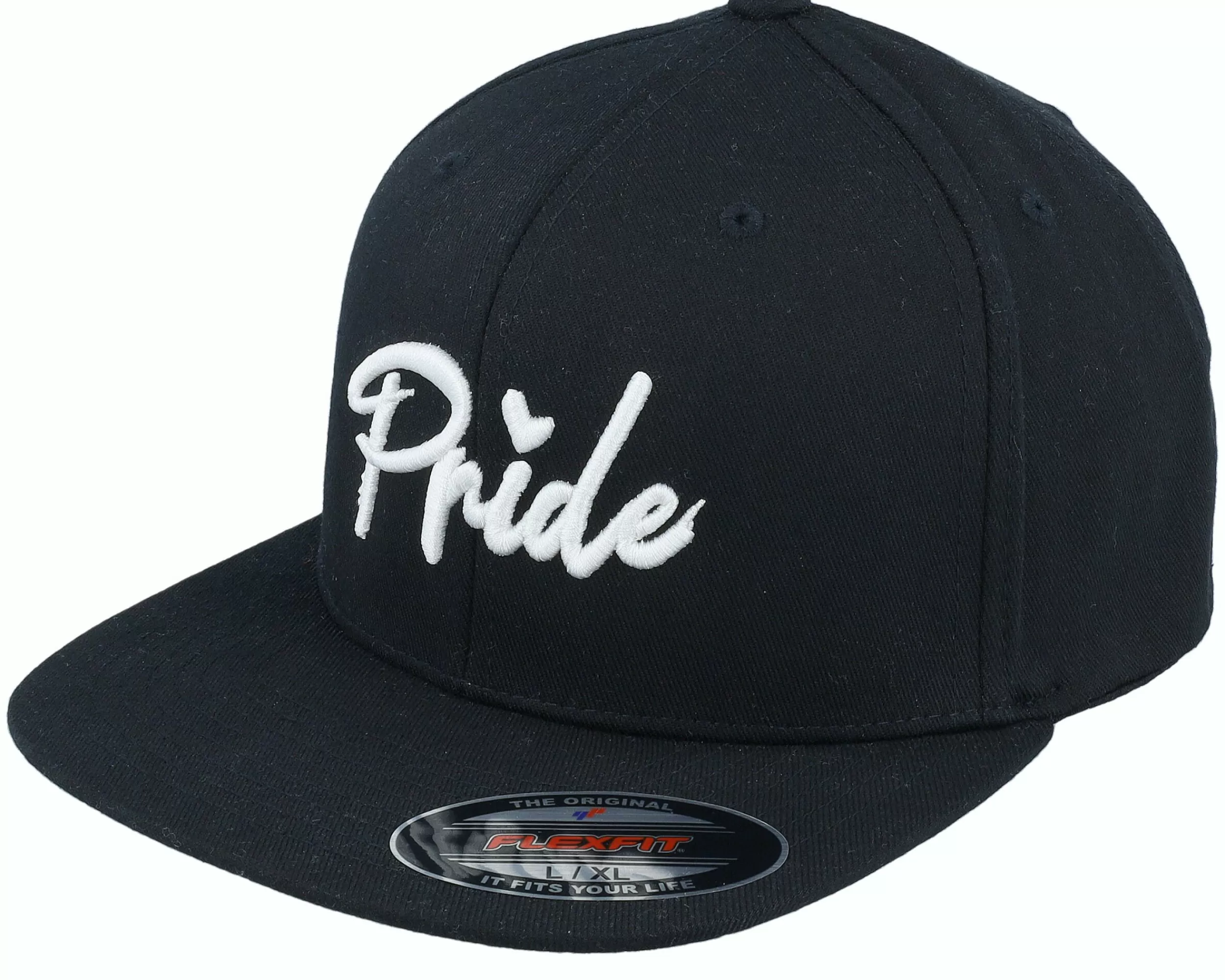 Fair 3D White Pride Logo Black Flat Brim Fitted - -Unisex Fitted