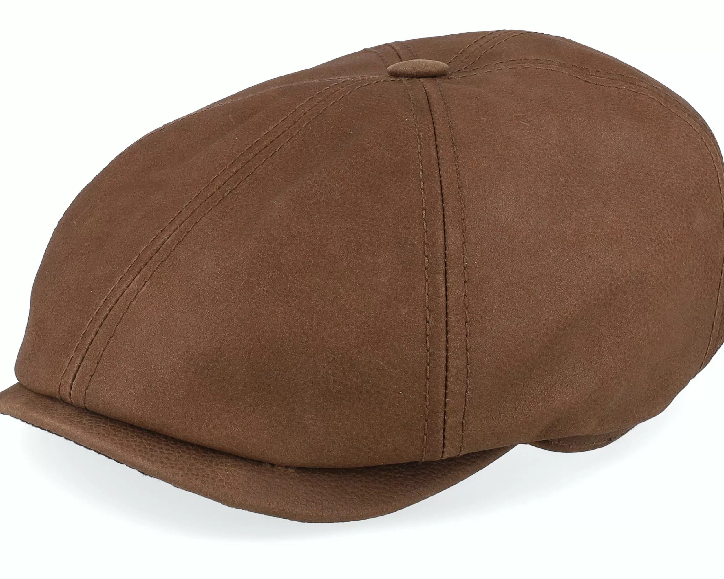 Stetson 6-Panel Brown Calf Leather Flatcap - -Unisex Flat Caps