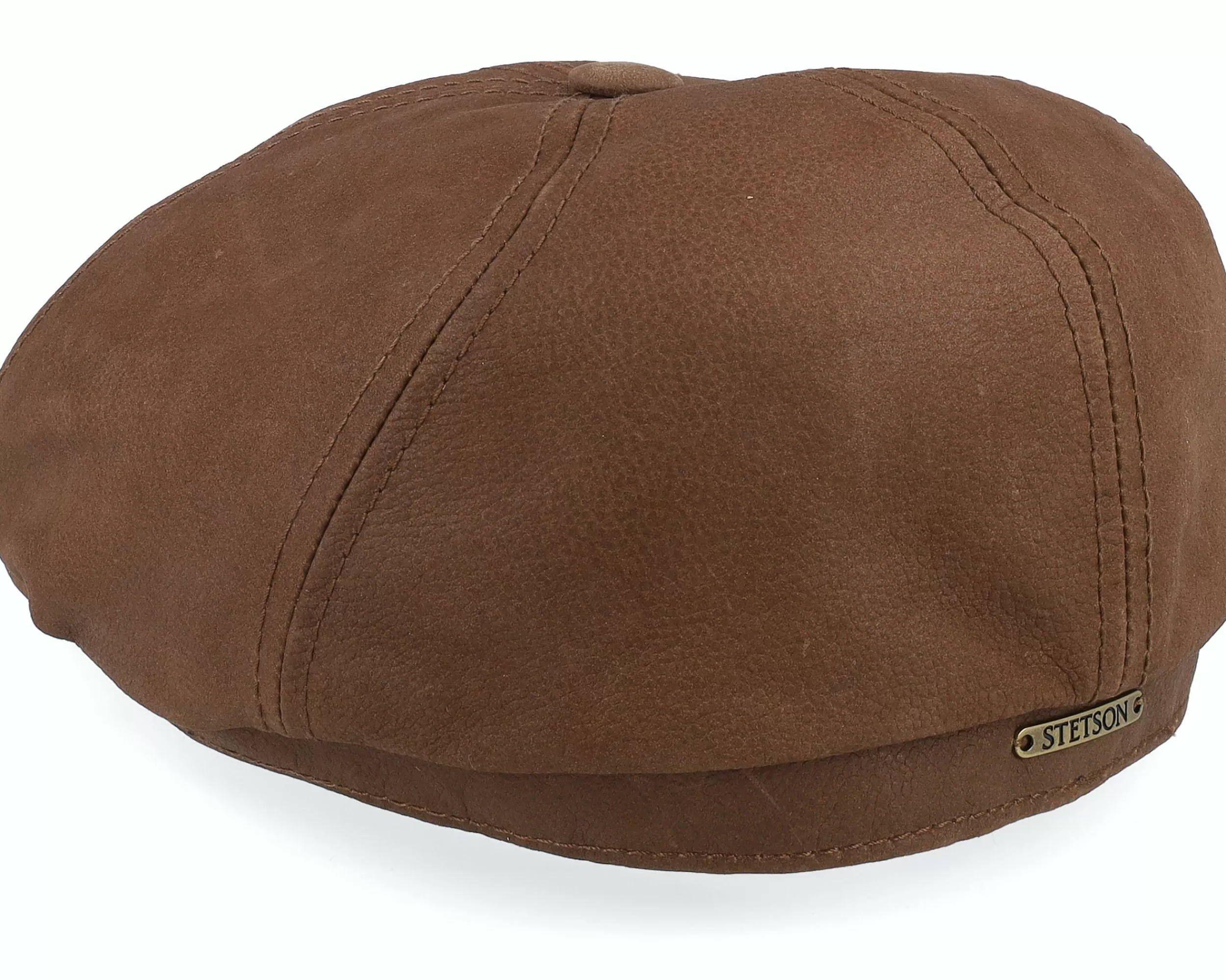 Stetson 6-Panel Brown Calf Leather Flatcap - -Unisex Flat Caps