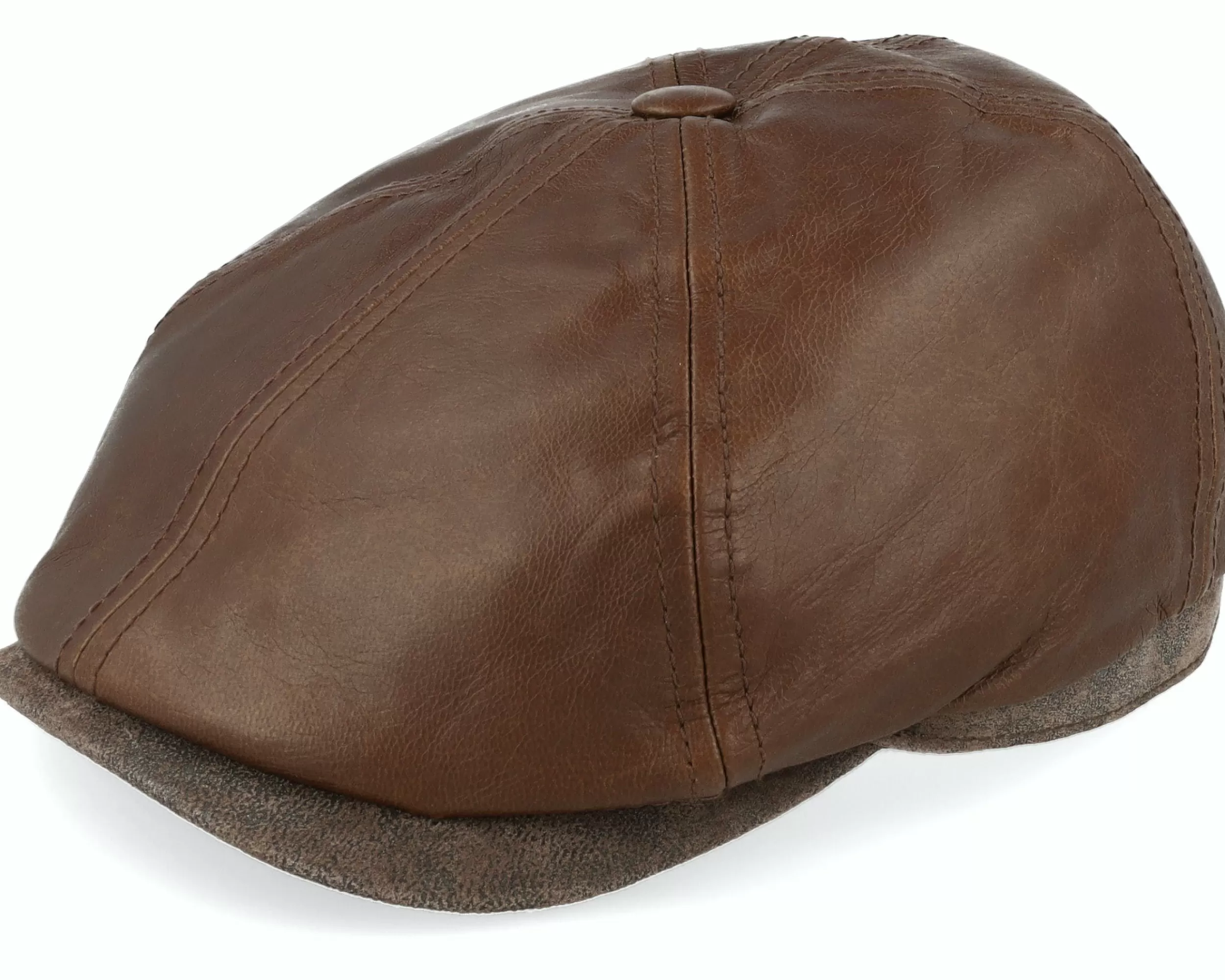 Stetson 6-Panel Cap Goat/Pigskin Brown Flat Cap - -Unisex Flat Caps