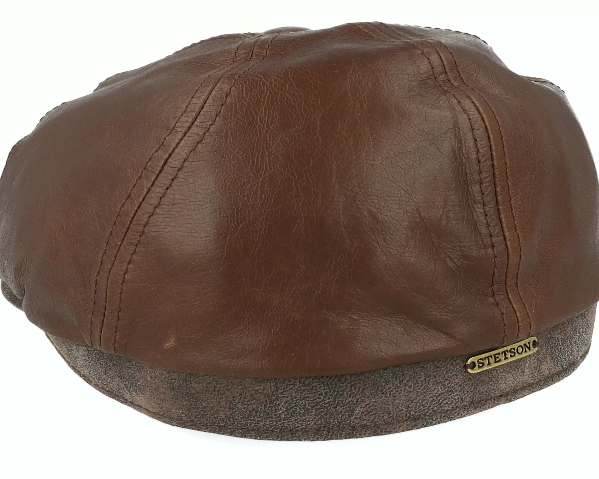 Stetson 6-Panel Cap Goat/Pigskin Brown Flat Cap - -Unisex Flat Caps