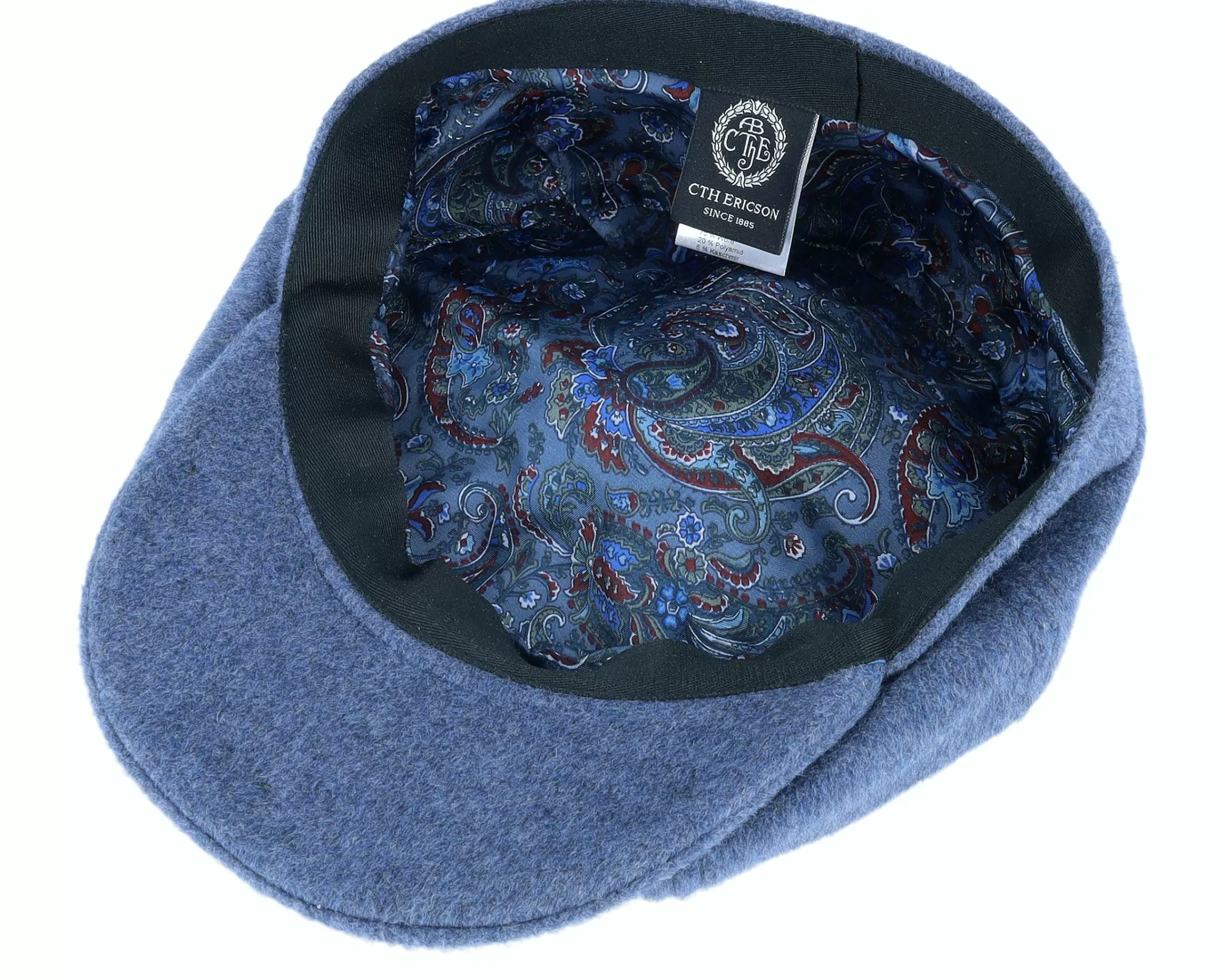 CTH Ericson Alan Cashmere & Wool Cornflower Blue Flat Cap - -Unisex Flat Caps