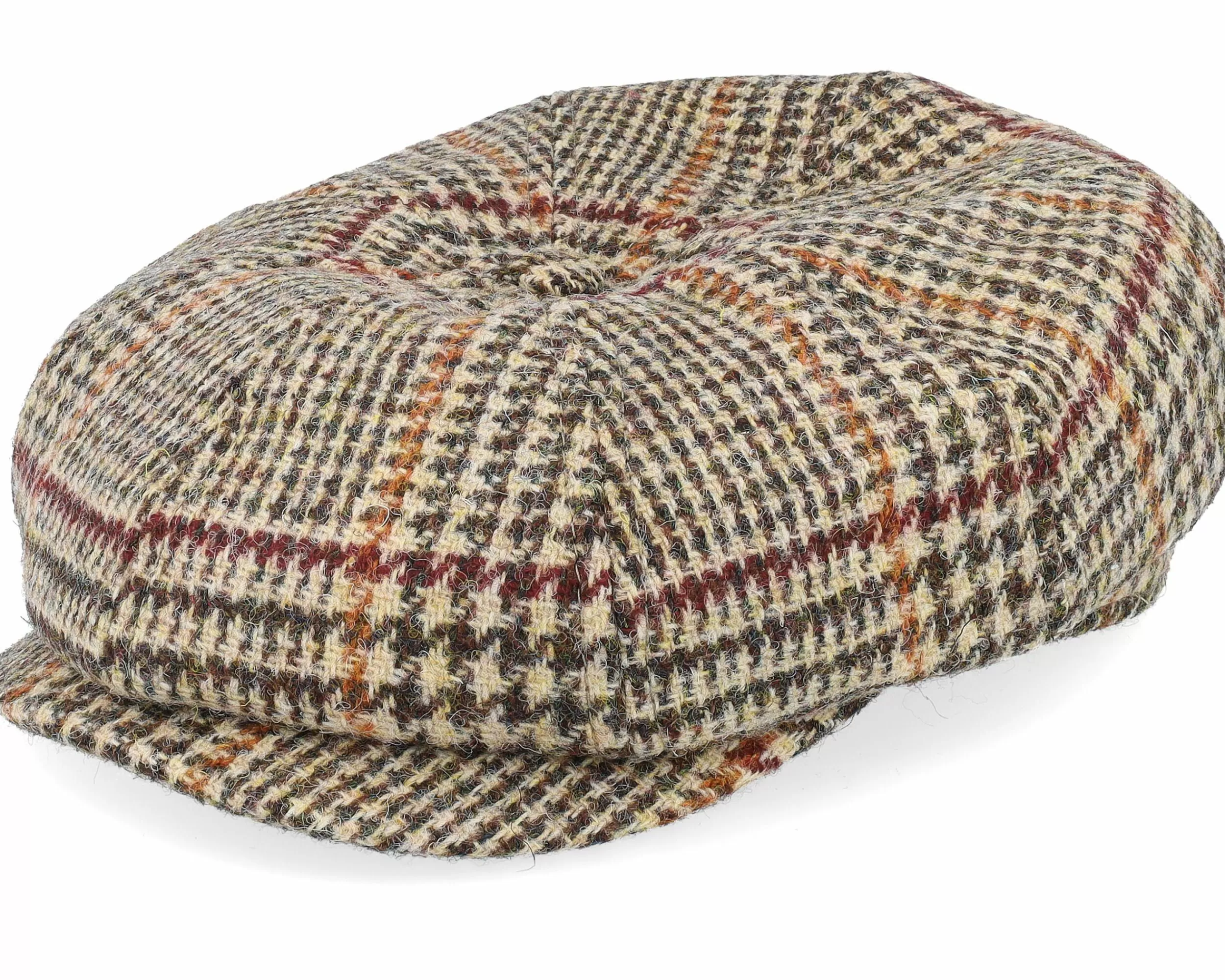 CTH Ericson Alan Harris Tweed Glen Check Beige Flat Cap - -Unisex Flat Caps