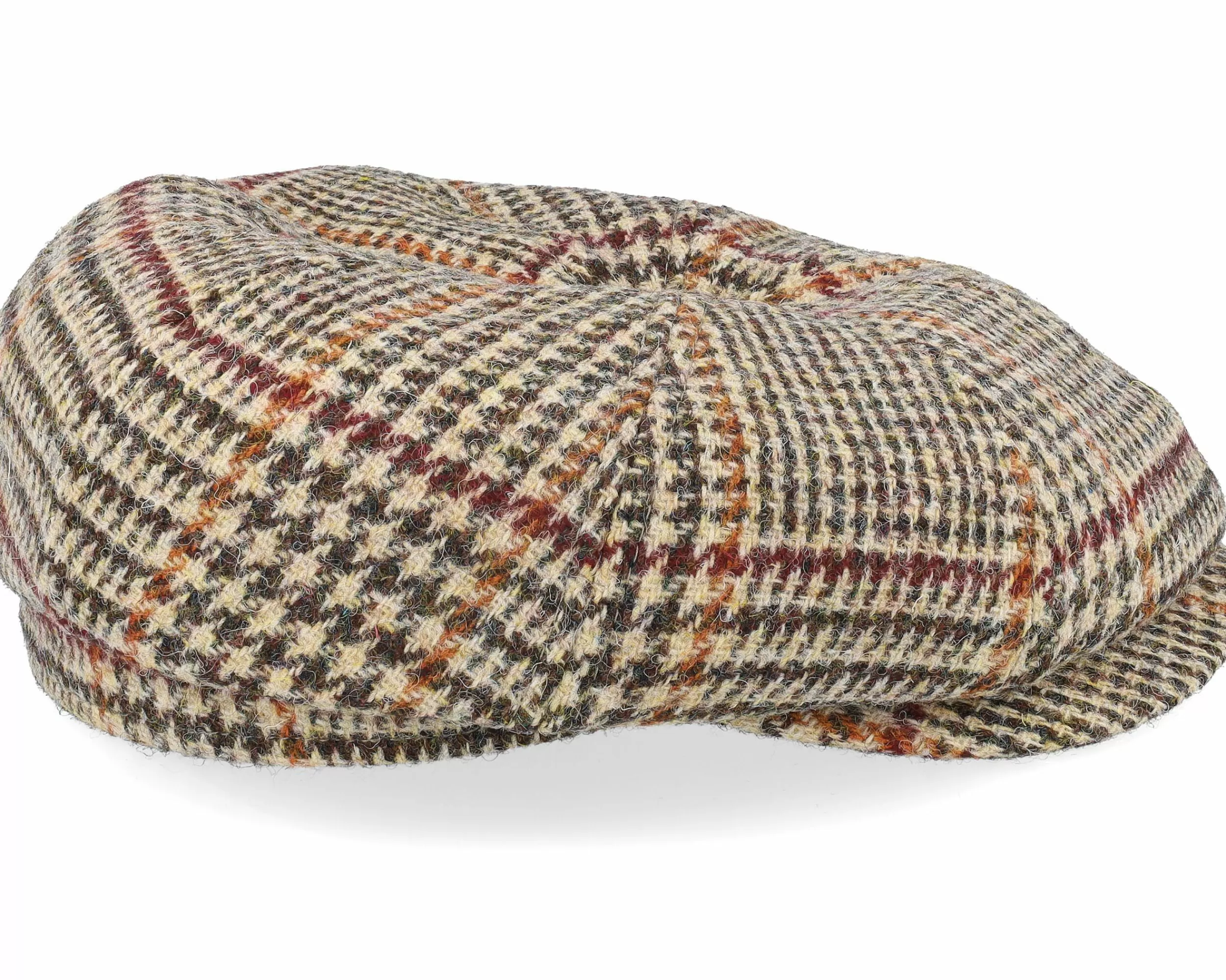 CTH Ericson Alan Harris Tweed Glen Check Beige Flat Cap - -Unisex Flat Caps
