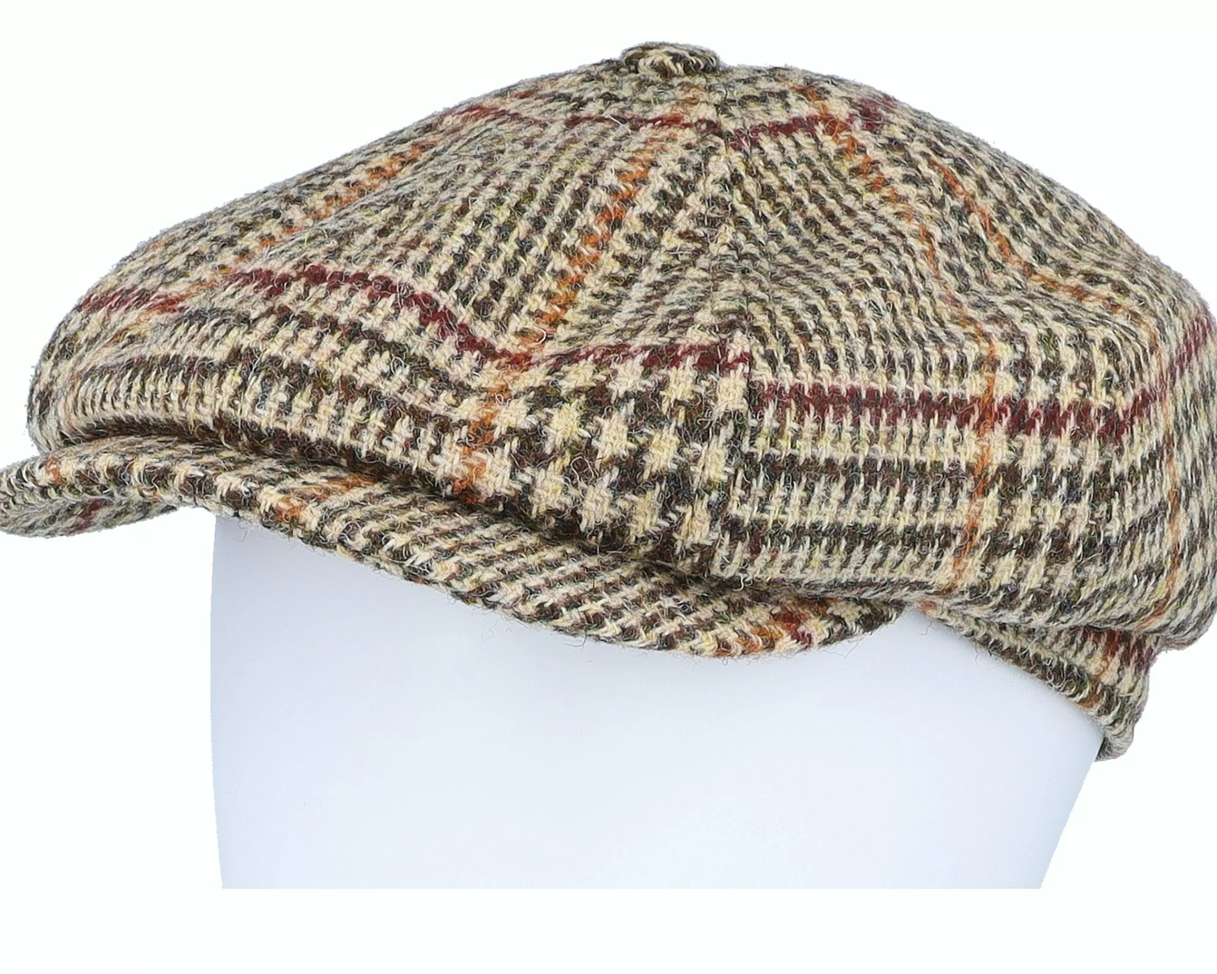 CTH Ericson Alan Harris Tweed Glen Check Beige Flat Cap - -Unisex Flat Caps