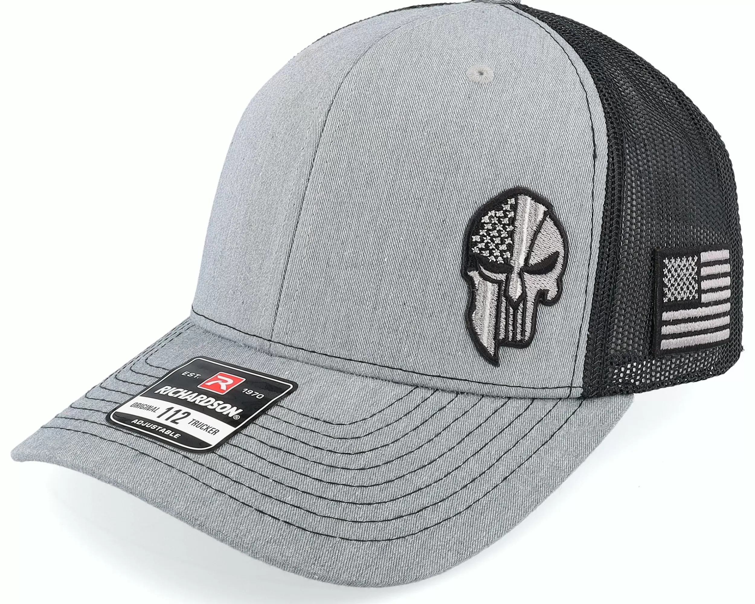 Army Head Army Skull Usa Heather Grey/Black Trucker - -Unisex Trucker