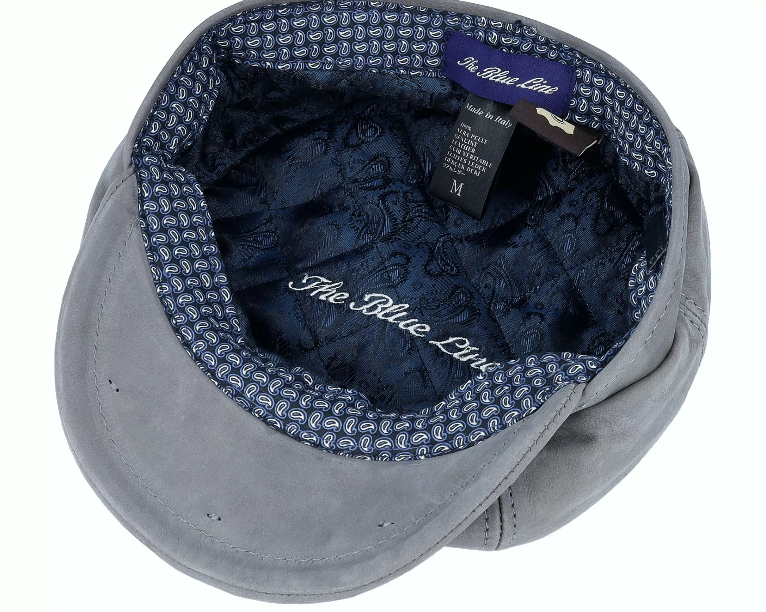 MJM Hats Artist Blue Line Nappa Wax Grey Flat Cap - -Unisex Flat Caps