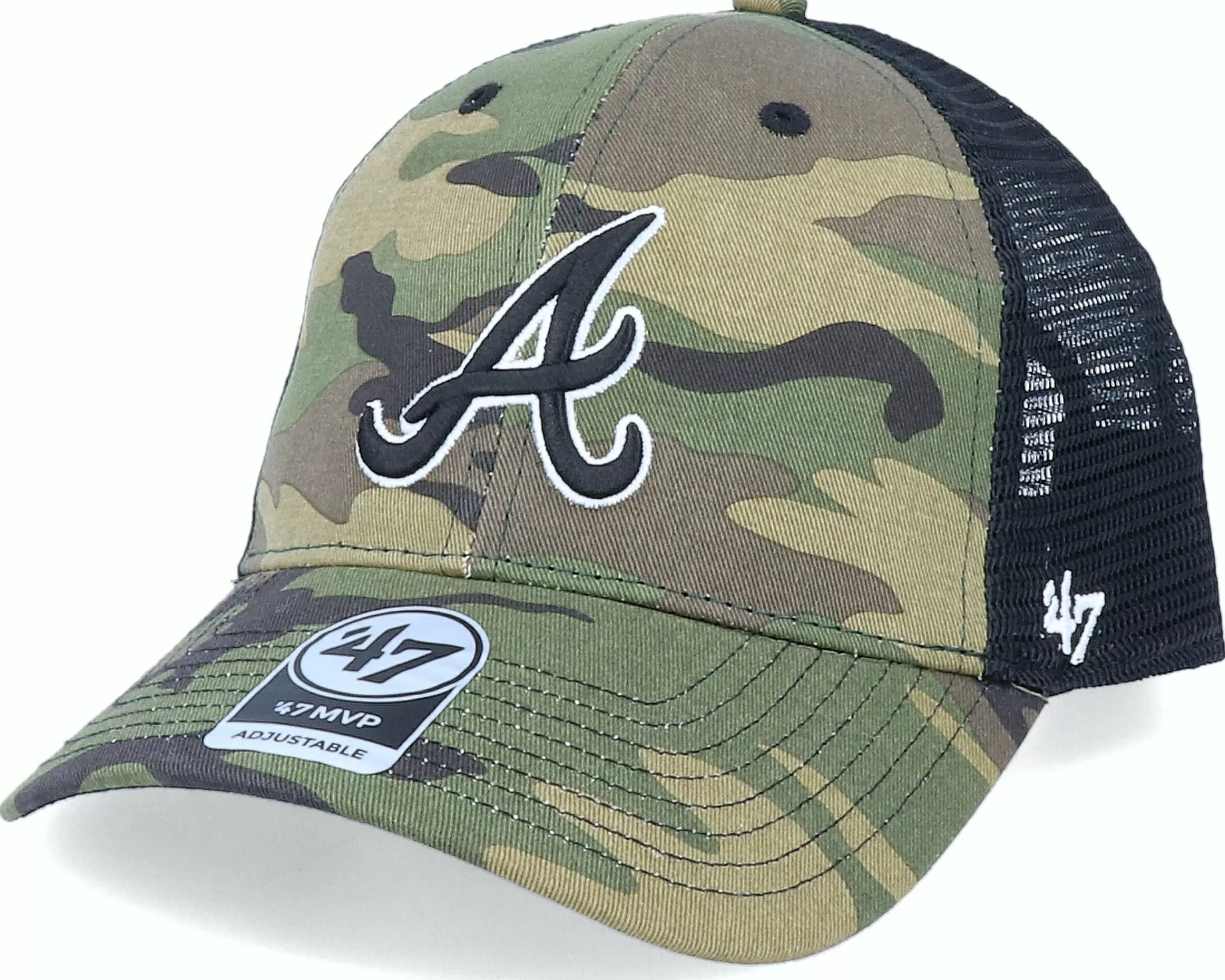 47 Brand Atlanta Braves Branson Mvp Camo/Black Trucker - -Unisex Trucker