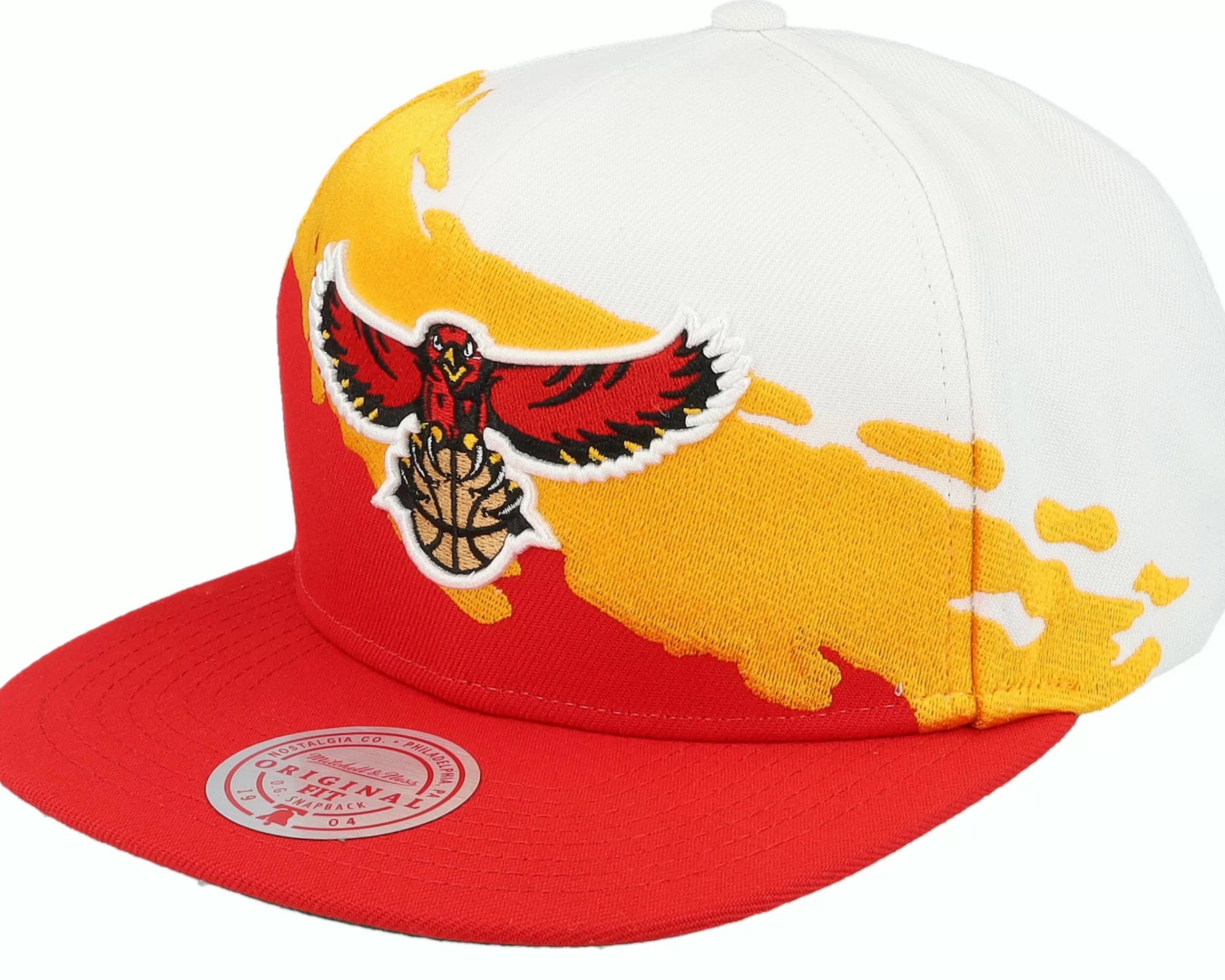 Mitchell & Ness Atlanta Hawks Paintbrush White/Red Snapback - -Unisex Snapback