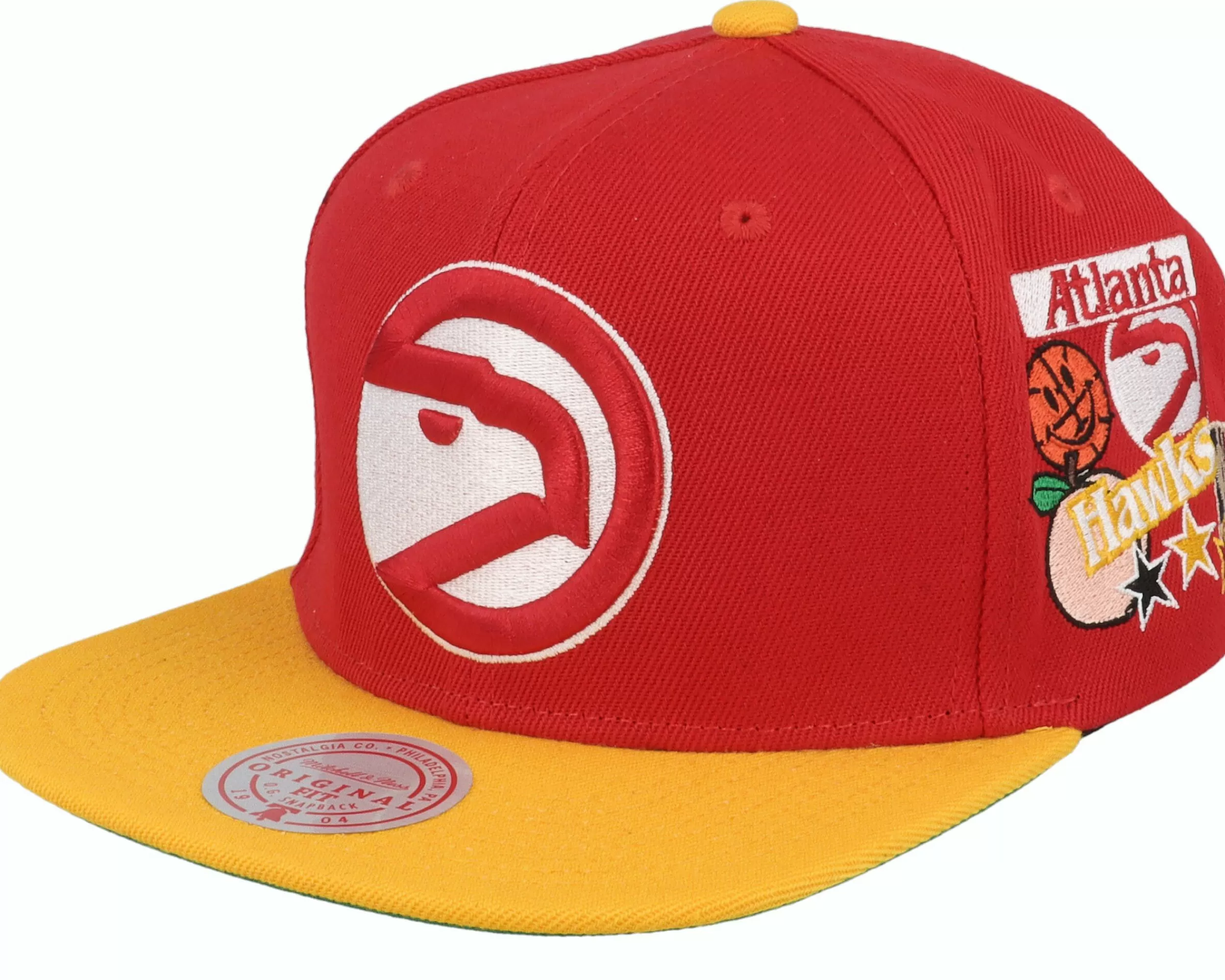 Mitchell & Ness Atlanta Hawks Patch Overload Red/Yellow Snapback - -Unisex Snapback