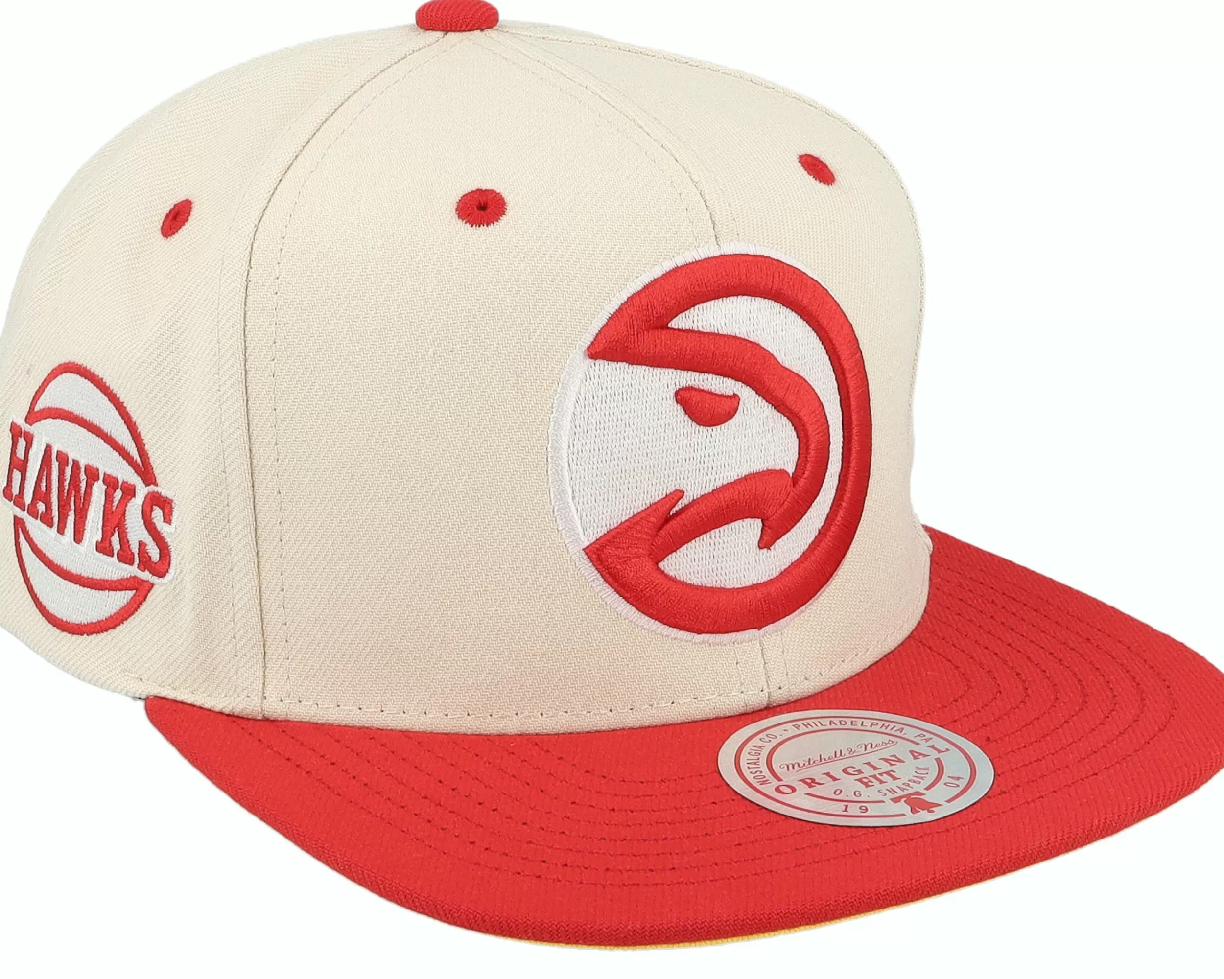 Mitchell & Ness Atlanta Hawks Sail Two Tone Off White/Red Snapback - -Unisex Snapback