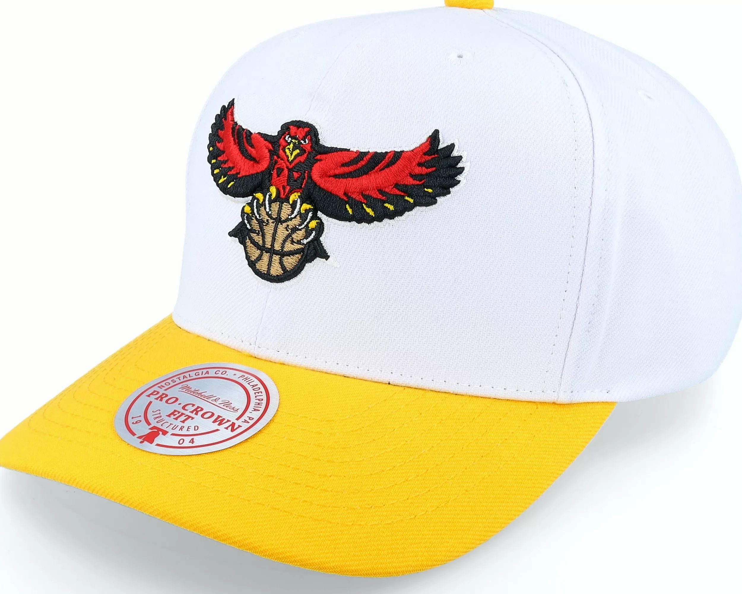 Mitchell & Ness Atlanta Hawks Team 2 Tone 2.0 Pro White/Yellow Adjustable - -Unisex Adjustable