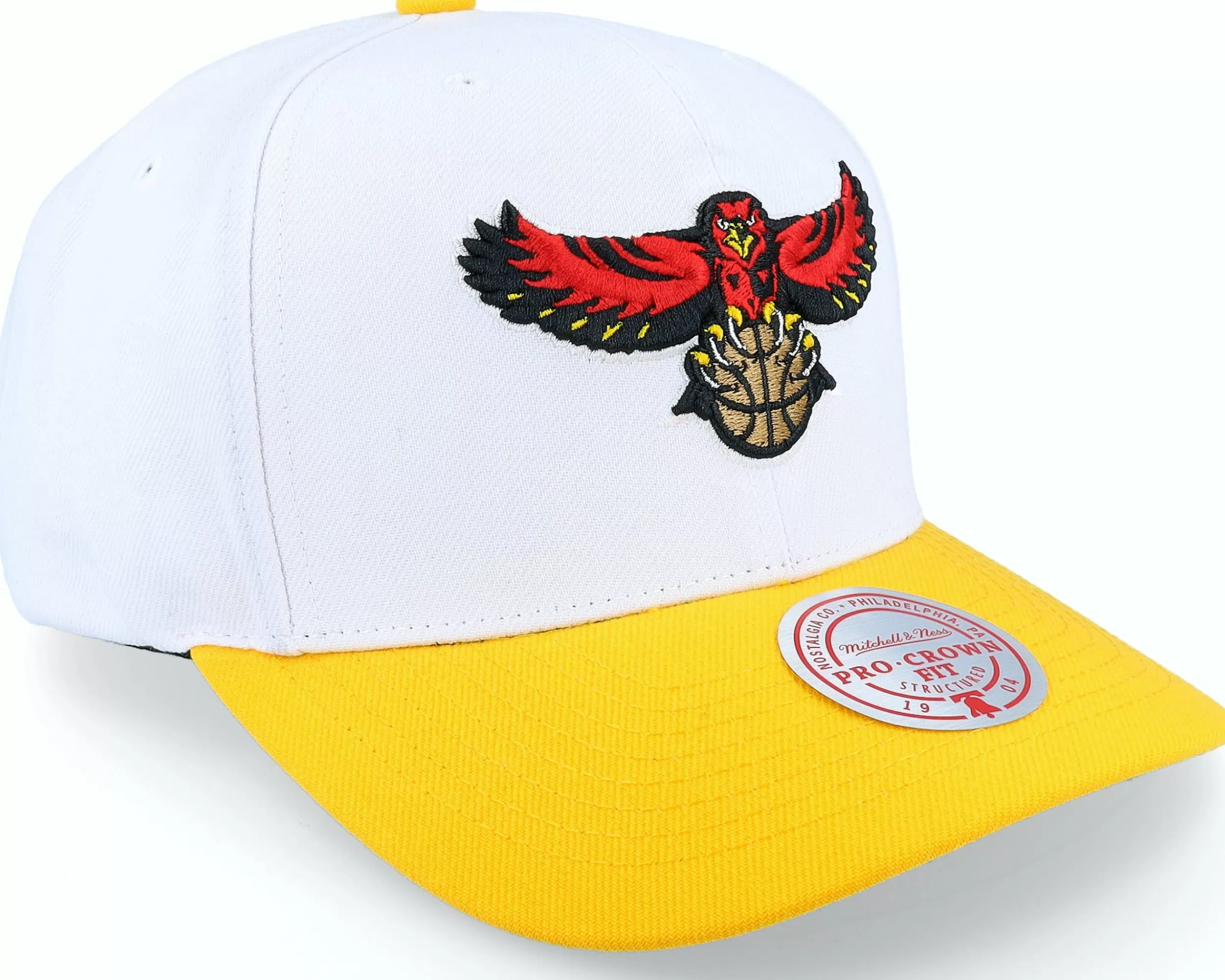 Mitchell & Ness Atlanta Hawks Team 2 Tone 2.0 Pro White/Yellow Adjustable - -Unisex Adjustable