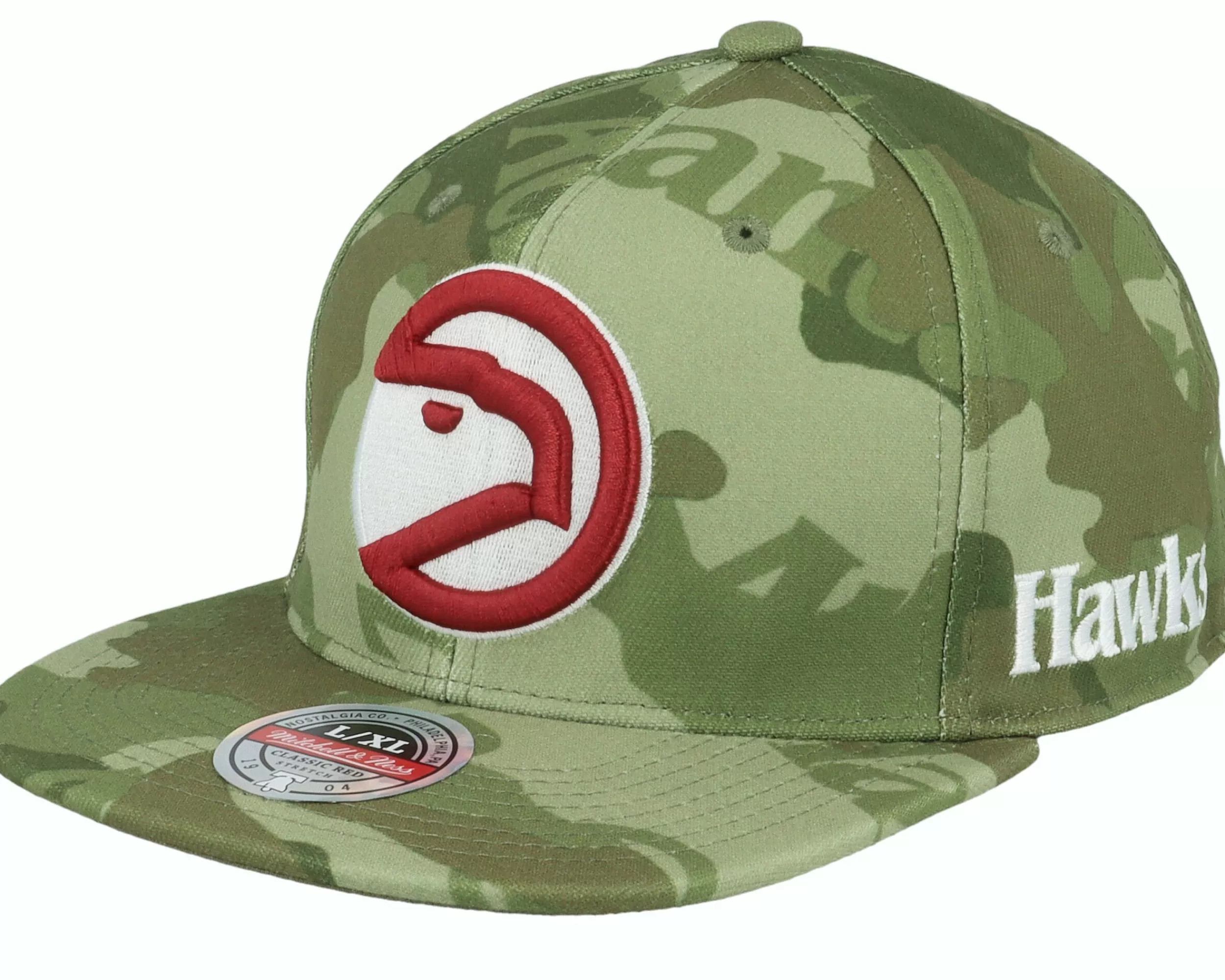 Mitchell & Ness Atlanta Hawks Tonal Green Camo Stretch Fitted - -Unisex Fitted