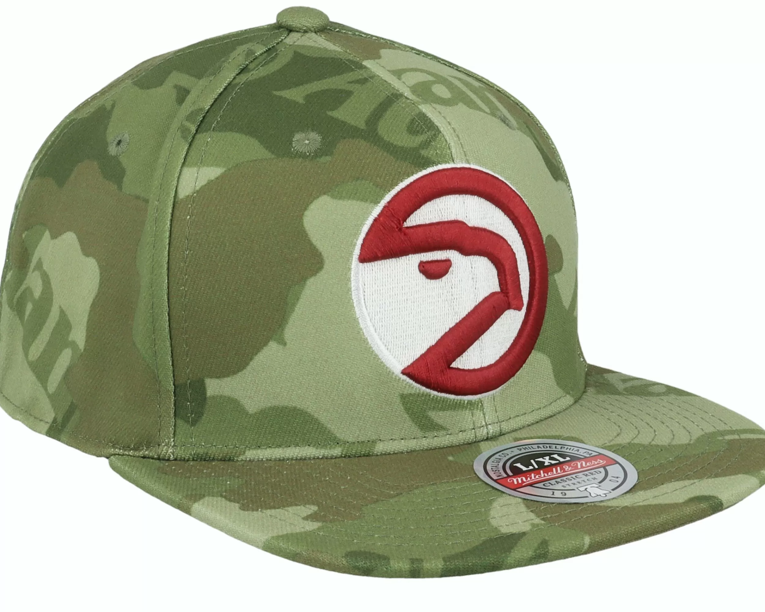 Mitchell & Ness Atlanta Hawks Tonal Green Camo Stretch Fitted - -Unisex Fitted