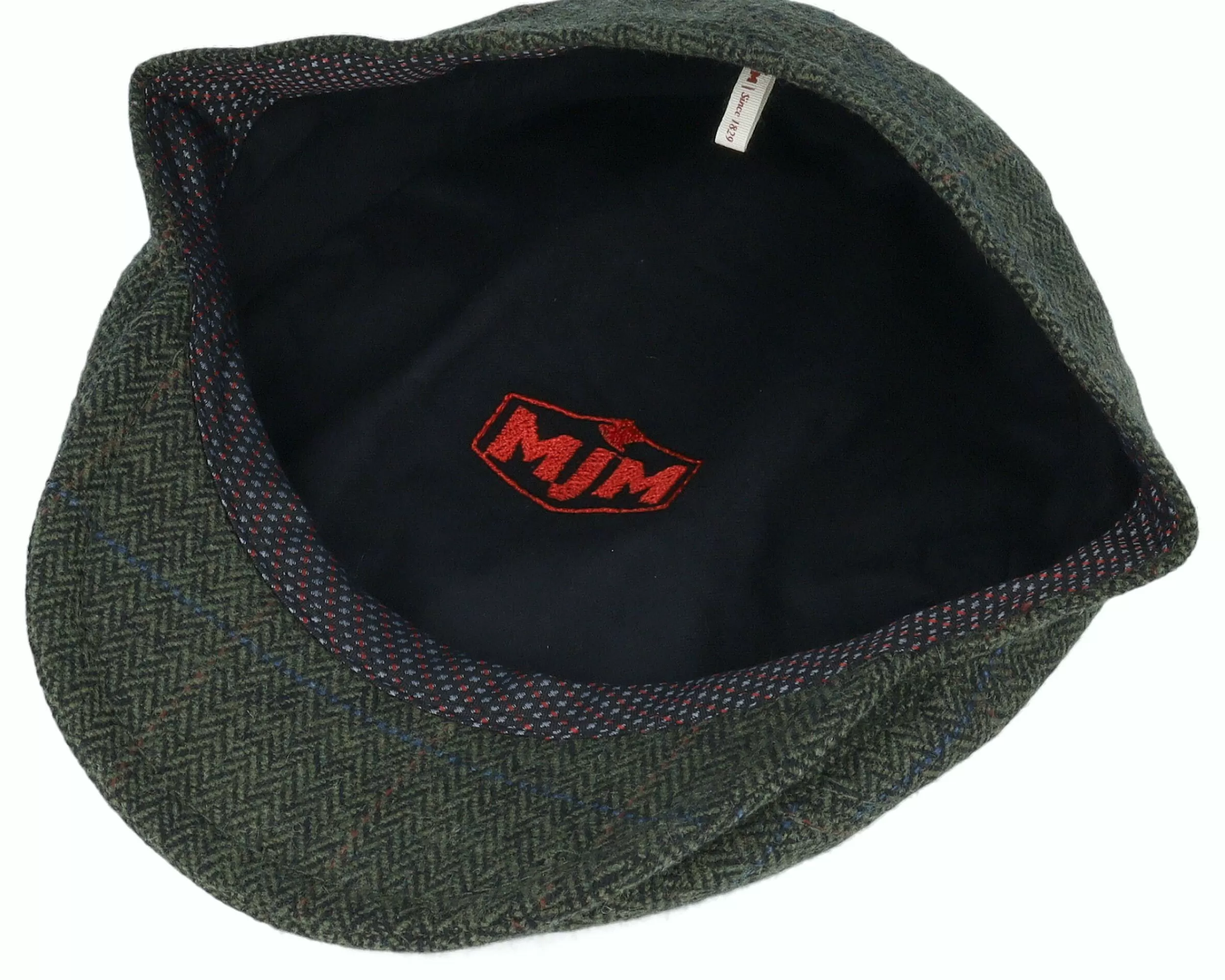 MJM Hats Bang 32 Wool Mix Green Herringbone Flat Cap - -Unisex Flat Caps