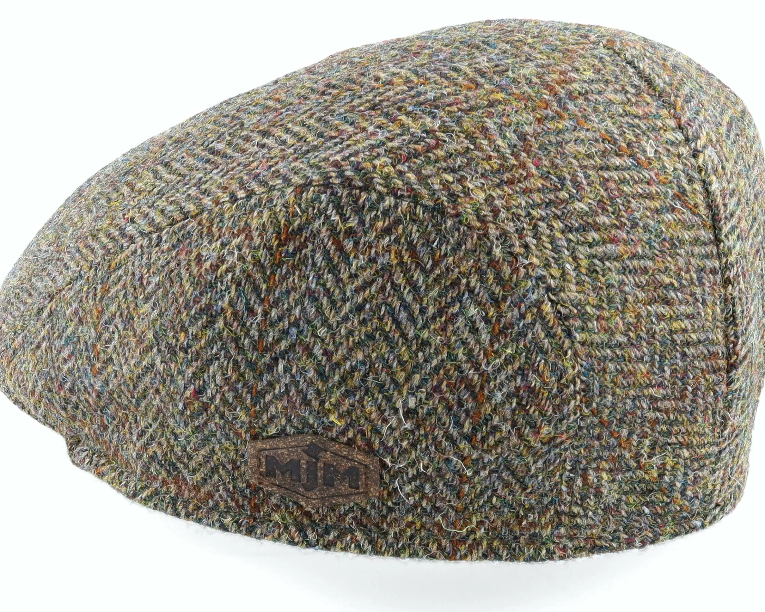 MJM Hats Bang Harris Tweed Ym Green Herringbone Flat Cap - -Unisex Flat Caps