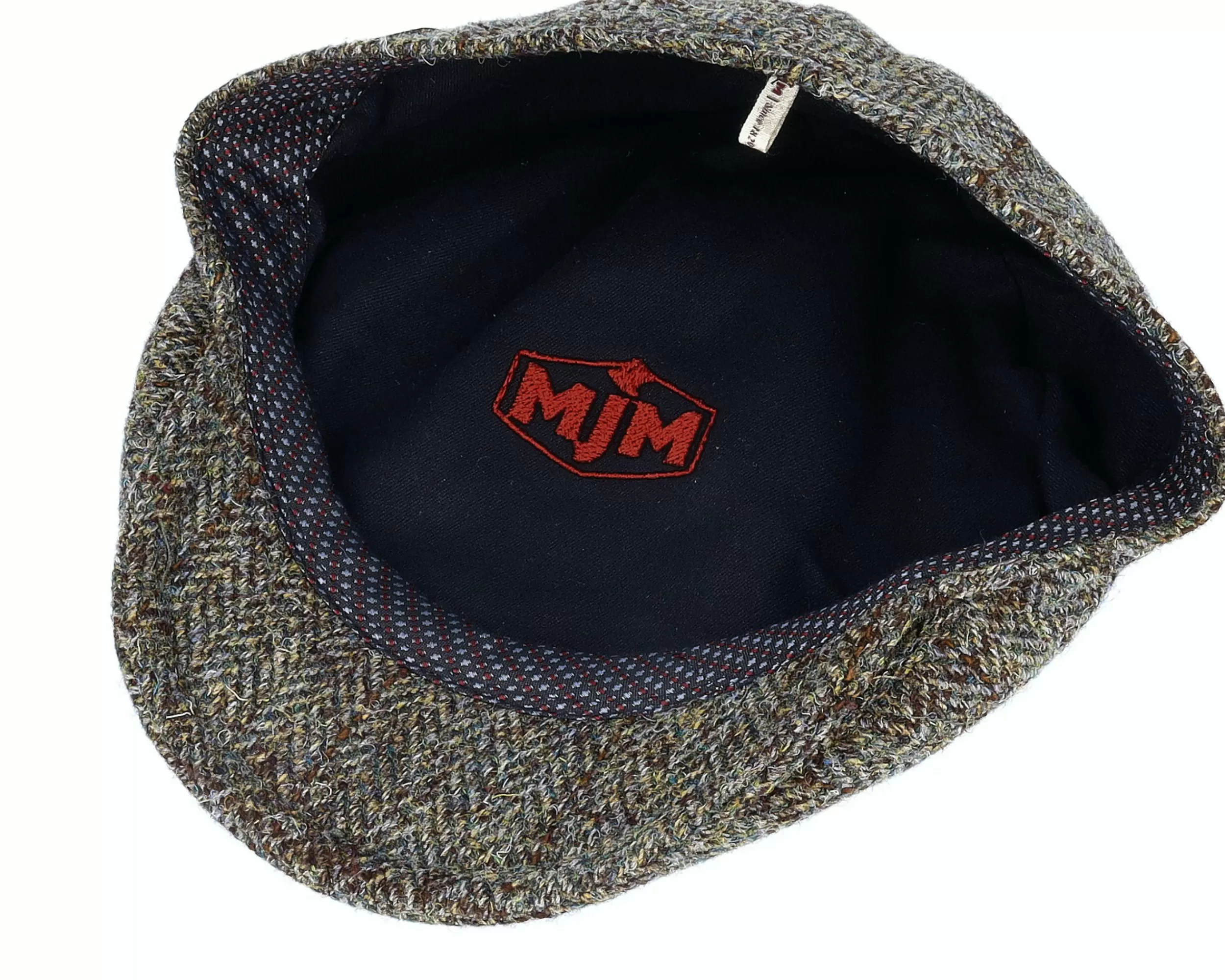 MJM Hats Bang Harris Tweed Ym Green Herringbone Flat Cap - -Unisex Flat Caps