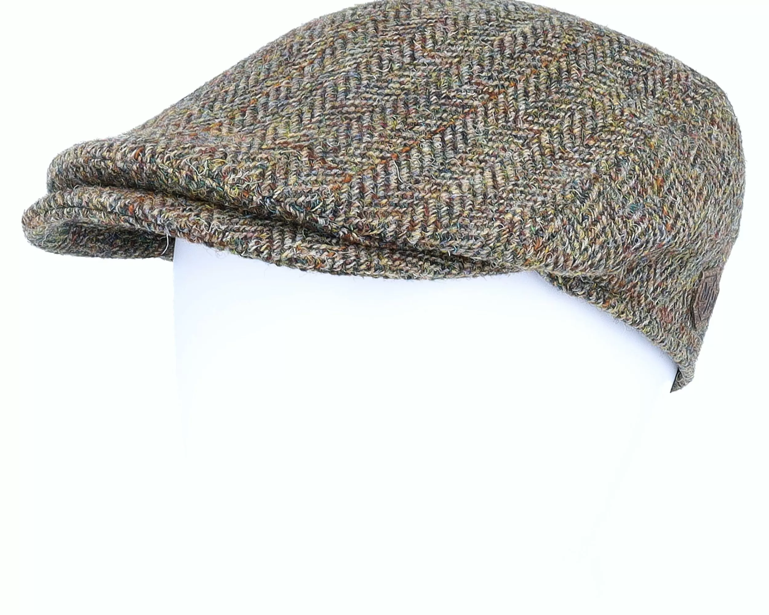 MJM Hats Bang Harris Tweed Ym Green Herringbone Flat Cap - -Unisex Flat Caps