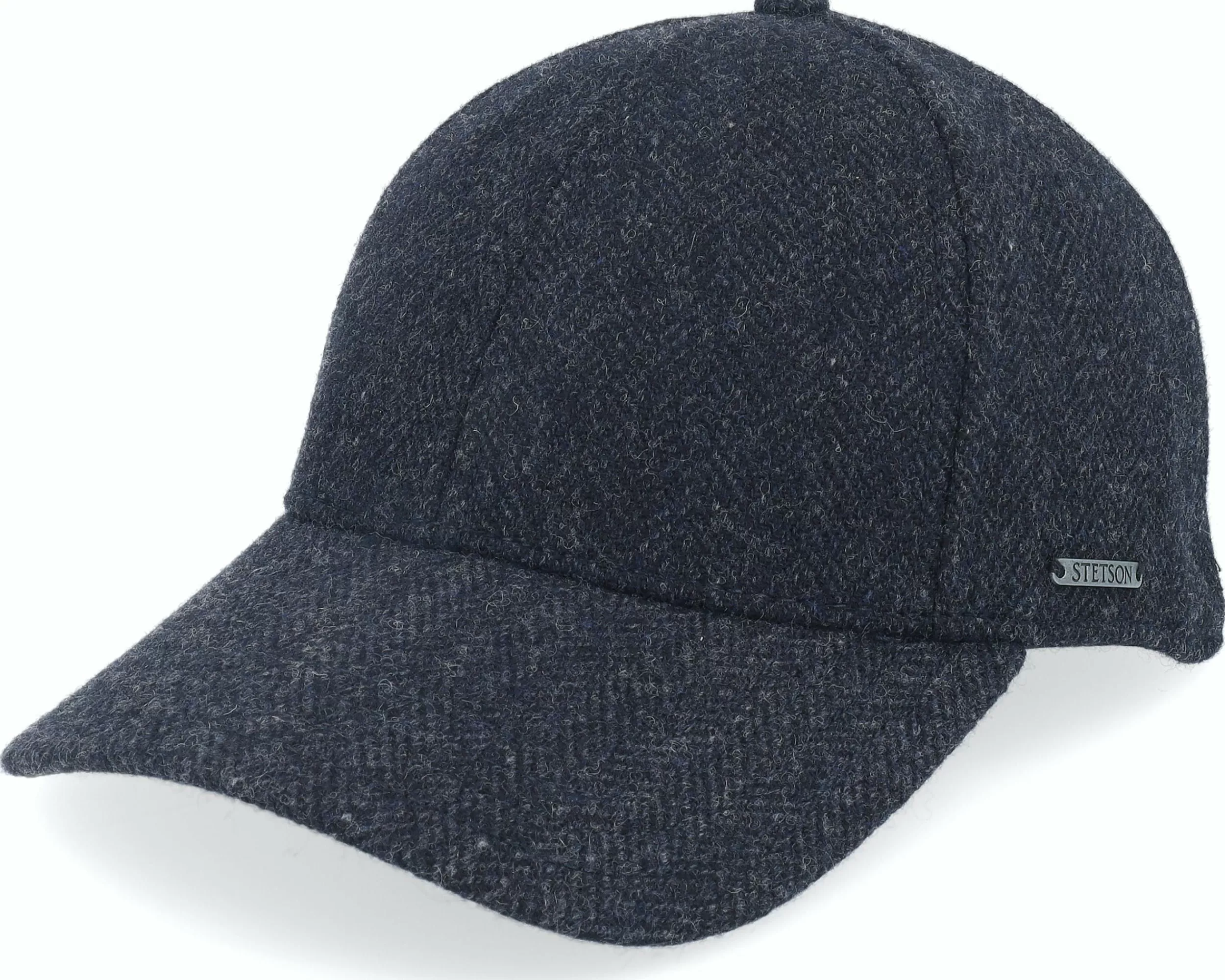 Stetson Baseball Cap Wool Herringbone Black Fitted - -Unisex Fitted