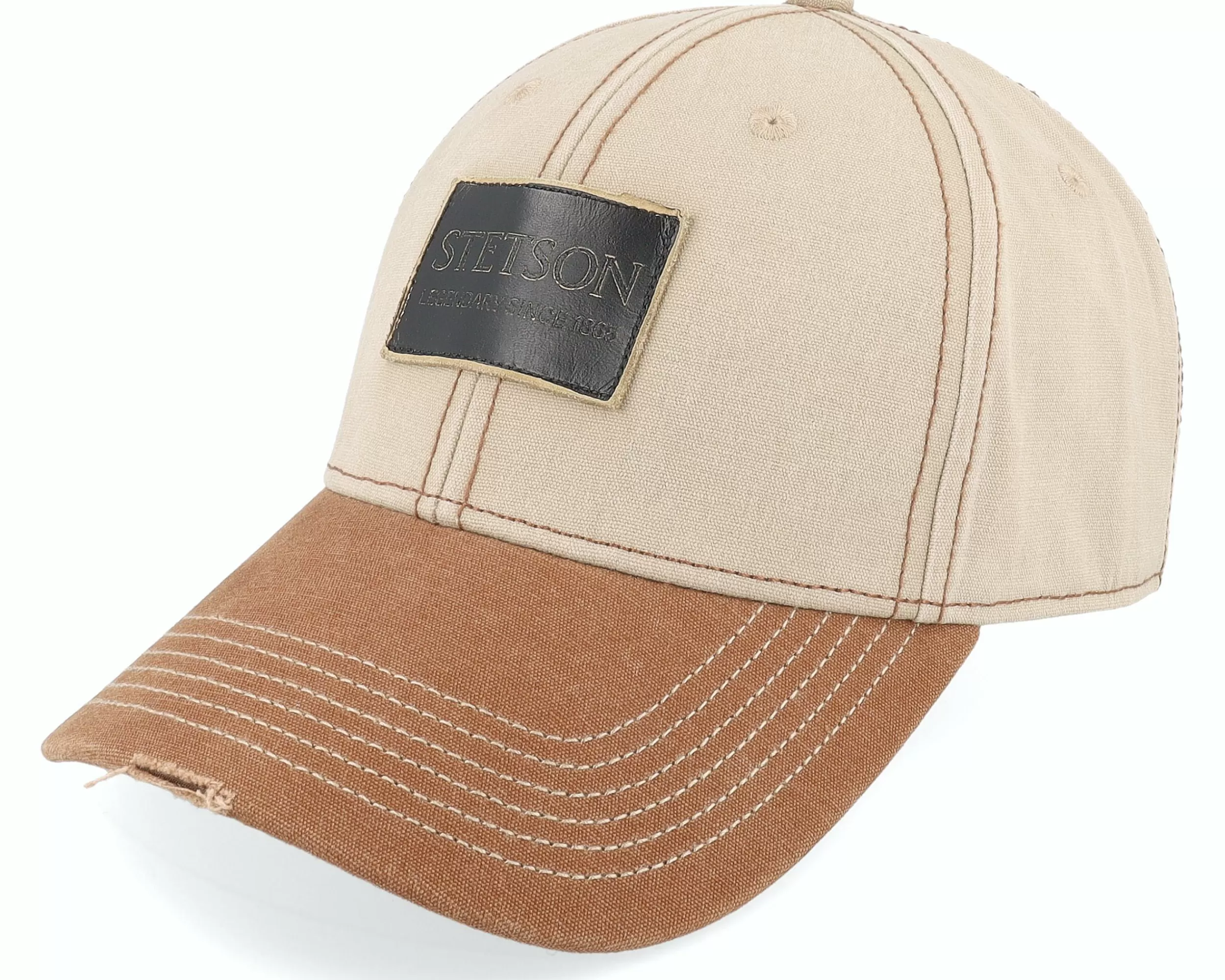 Stetson Baseball Leather Patch Vintage Beige Adjustable - -Unisex Adjustable