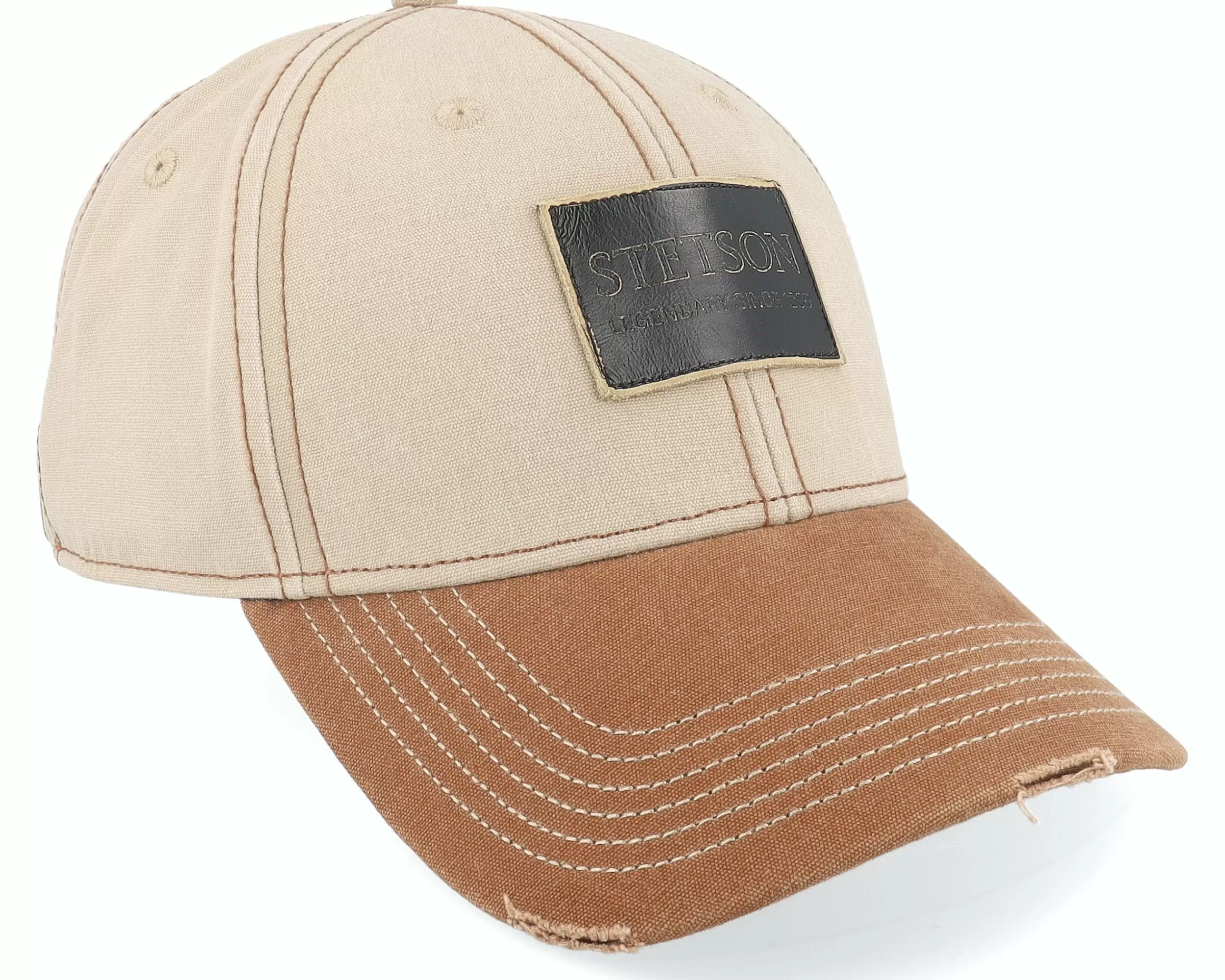 Stetson Baseball Leather Patch Vintage Beige Adjustable - -Unisex Adjustable
