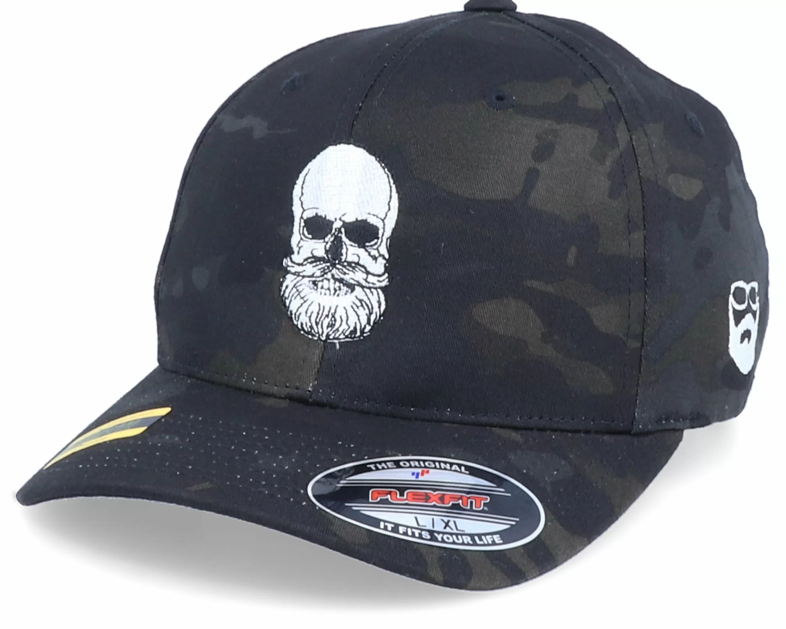 Bearded Man Bearded Skull Black Camo Flexfit - -Unisex Flexfit