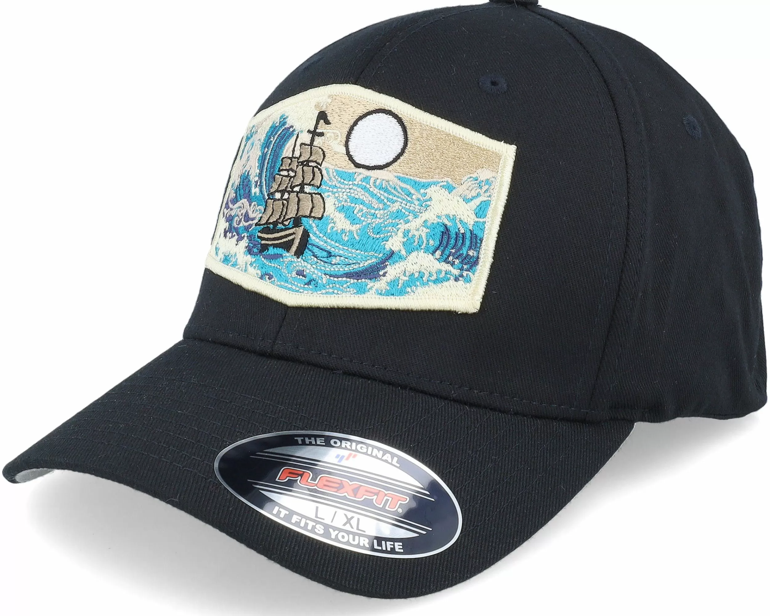 Wild Spirit Big Boat & Waves Patch Black Flexfit - -Unisex Flexfit