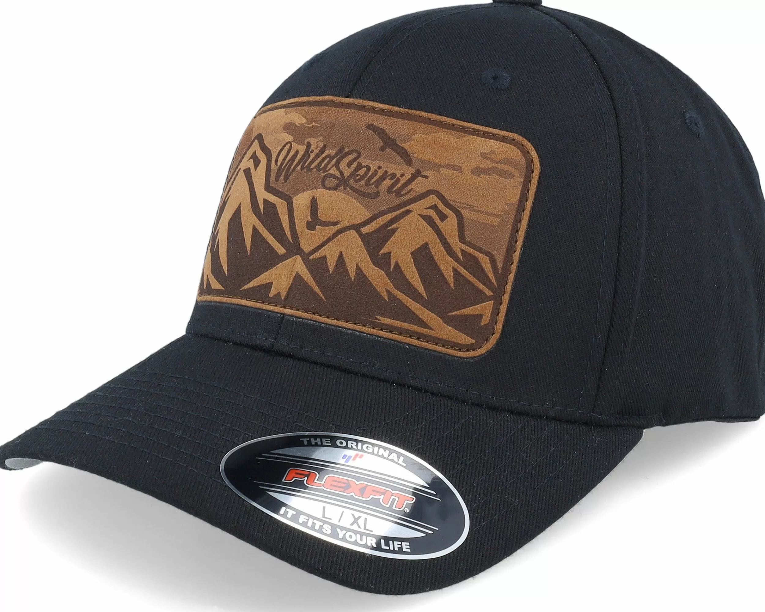 Wild Spirit Big Mountain & Birds Patch Black Flexfit - -Unisex Flexfit