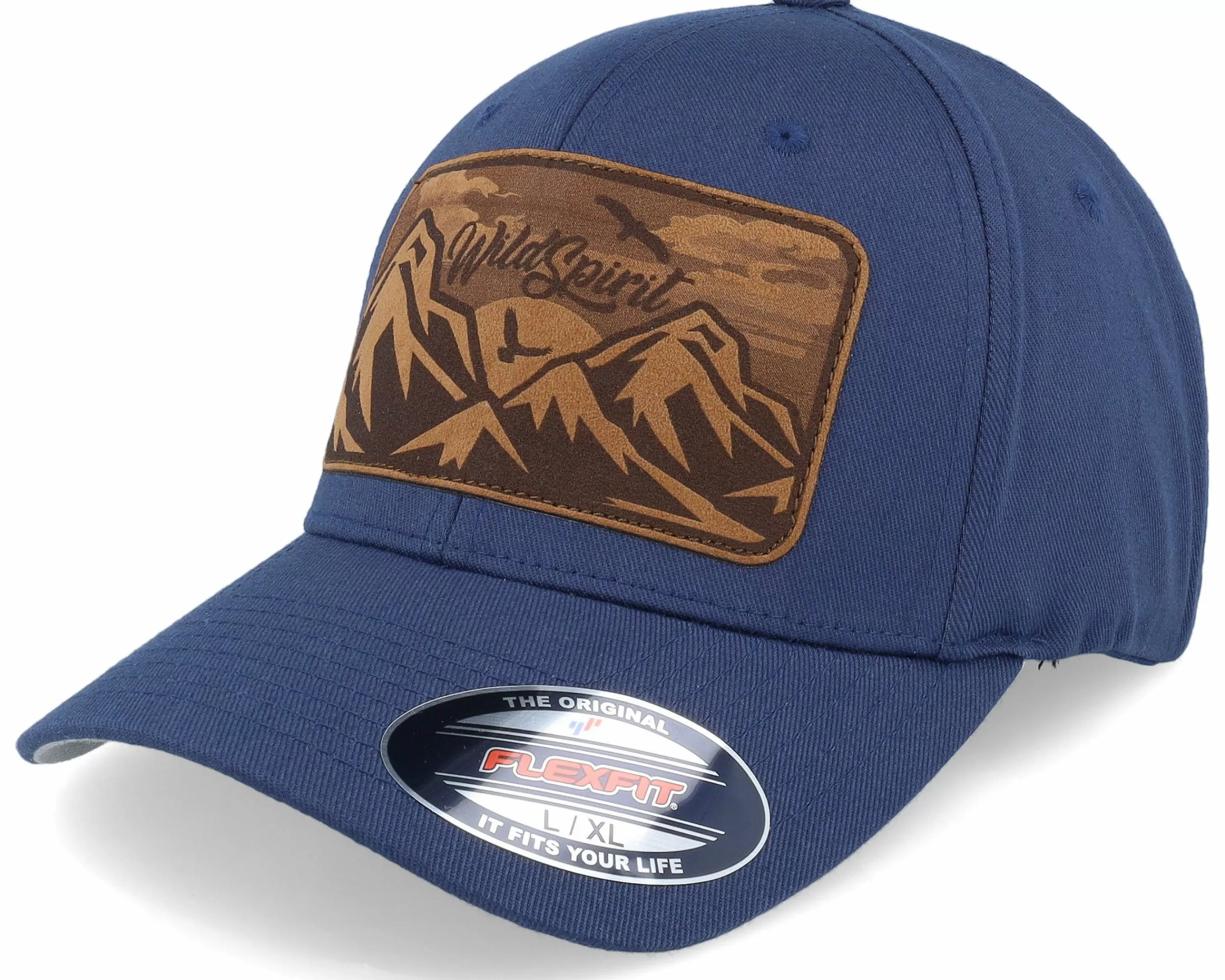 Wild Spirit Big Mountain & Birds Patch Navy Flexfit - -Unisex Flexfit