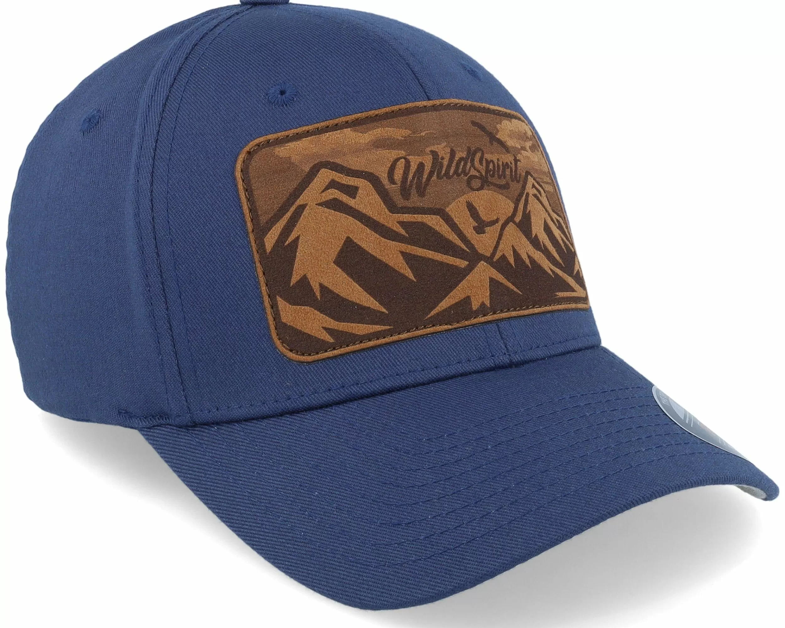 Wild Spirit Big Mountain & Birds Patch Navy Flexfit - -Unisex Flexfit