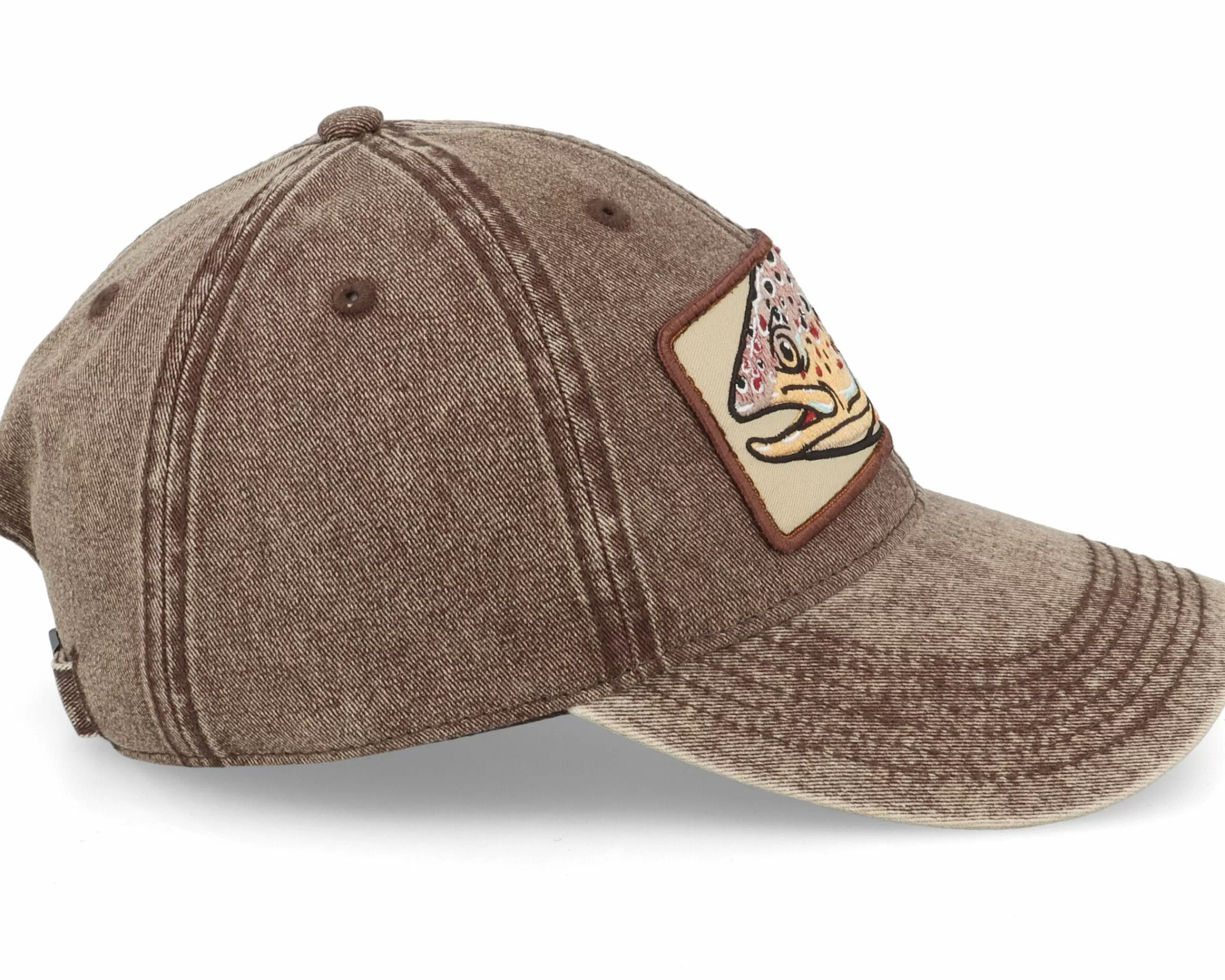 Skillfish Big Trout Patch 382 Snow Washed Brown Dad Cap - -Unisex Dad Cap