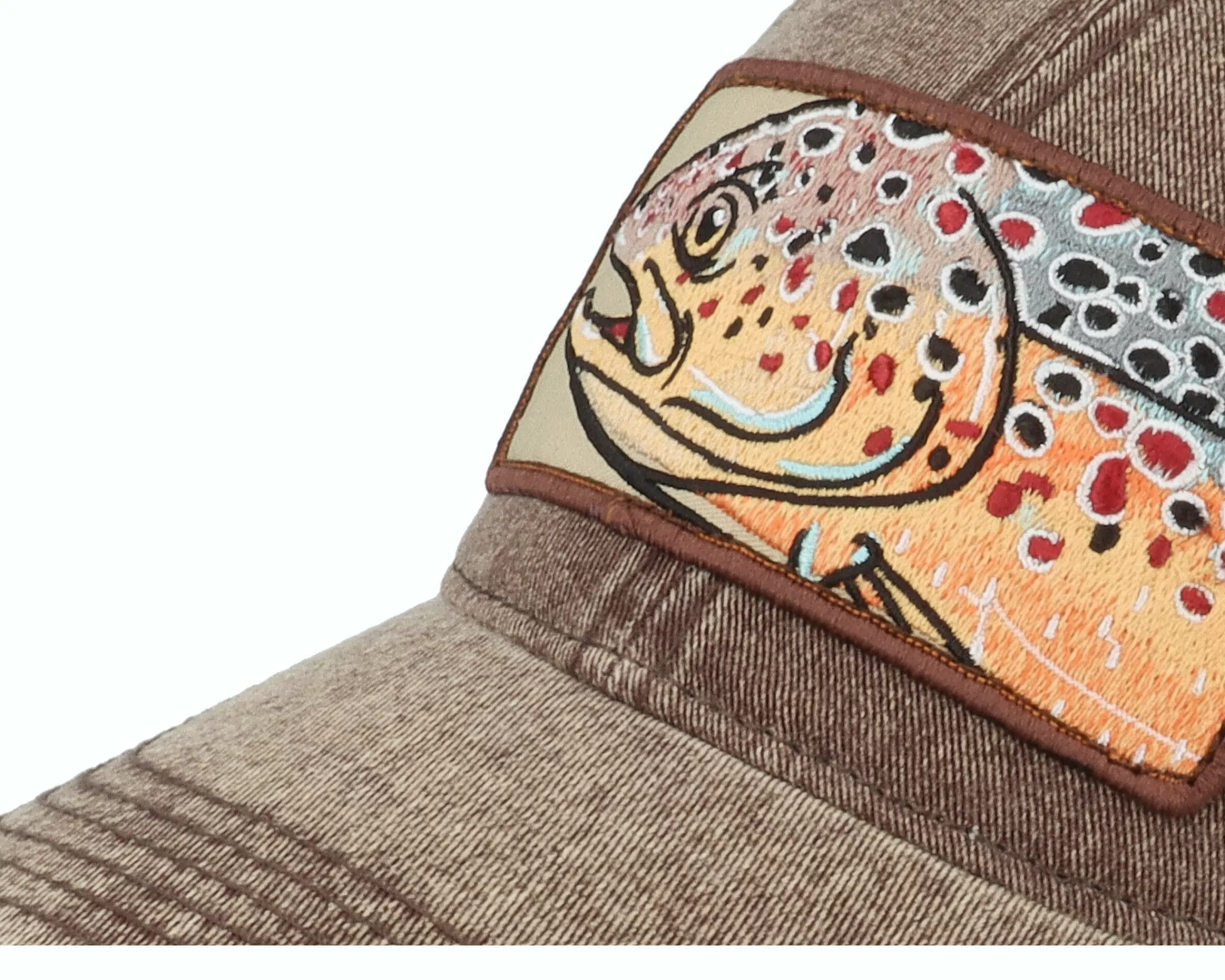 Skillfish Big Trout Patch 382 Snow Washed Brown Dad Cap - -Unisex Dad Cap