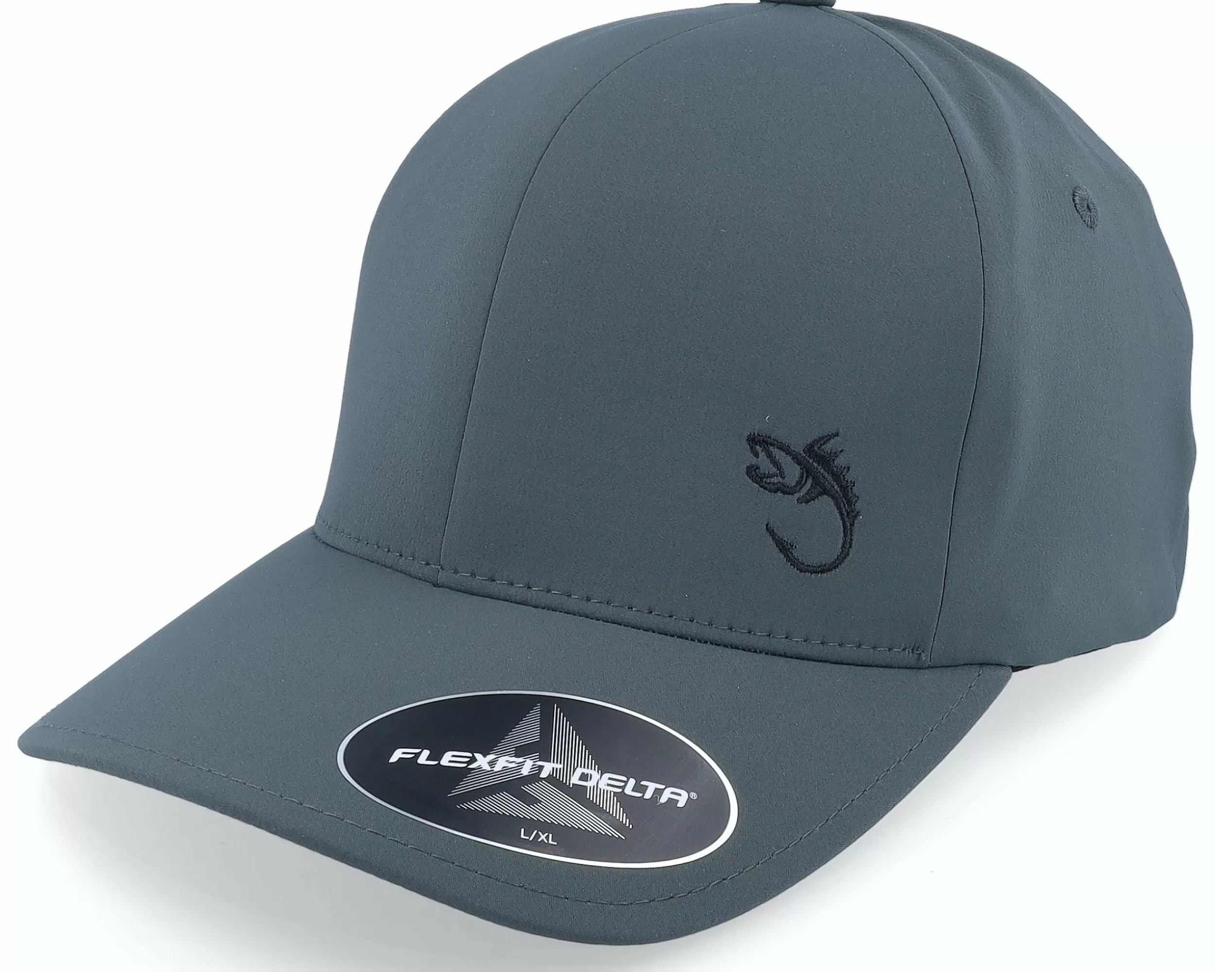 Skillfish Black Fish Hook Logo Delta Fit Charcoal Flexfit - -Unisex Flexfit