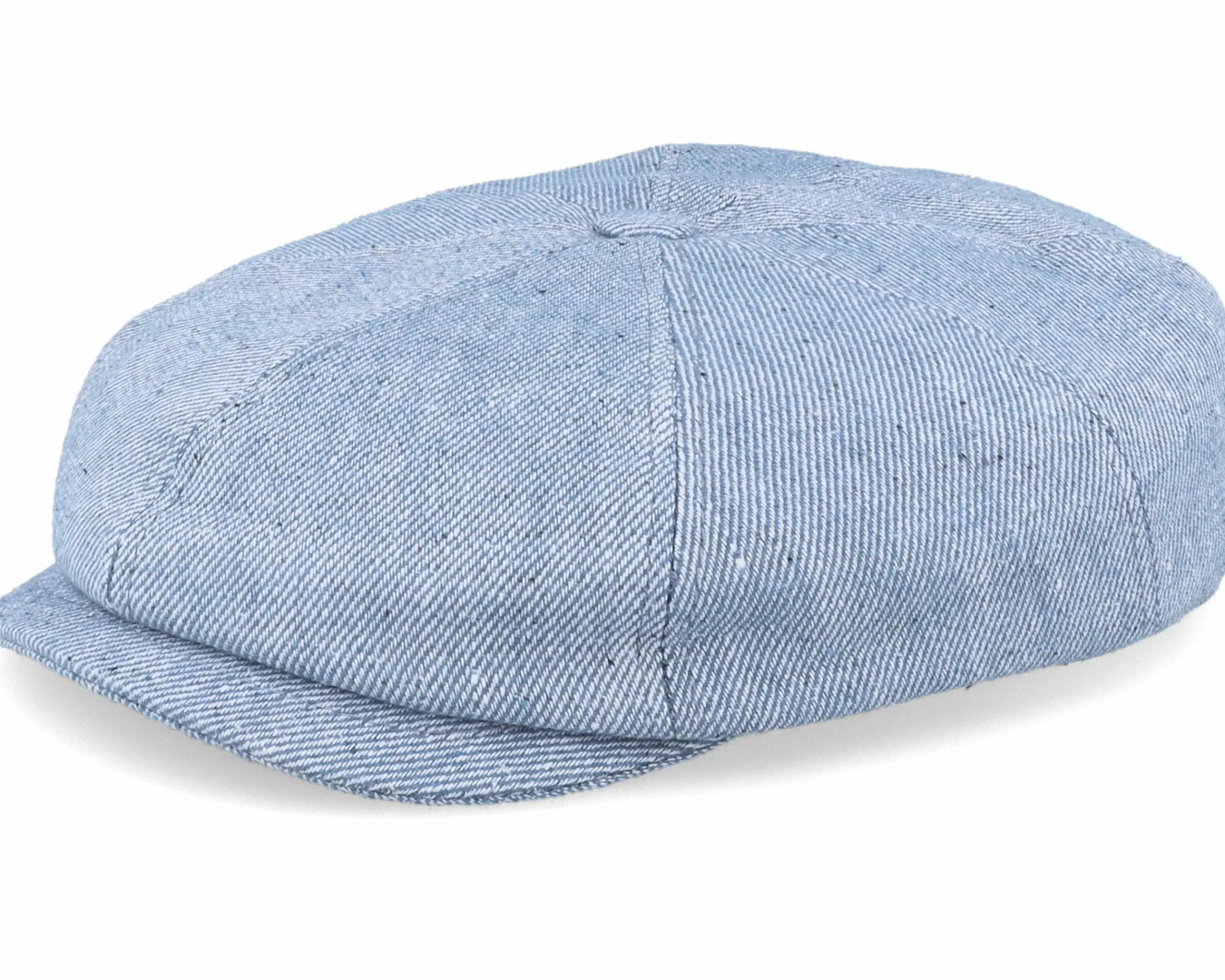 MJM Hats Blue Line Brett Linen Mix Light Blue Flat Cap - -Unisex Flat Caps