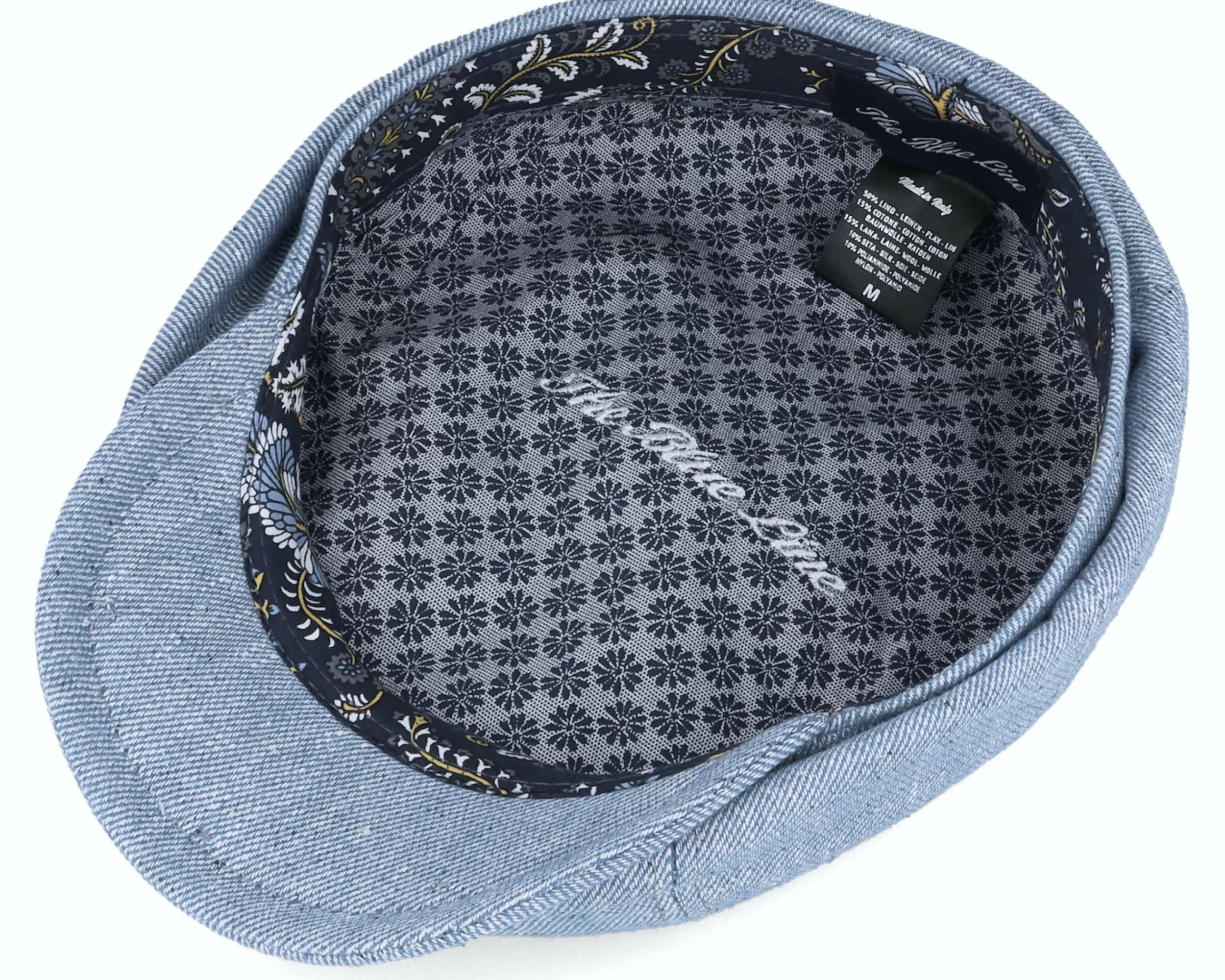 MJM Hats Blue Line Brett Linen Mix Light Blue Flat Cap - -Unisex Flat Caps