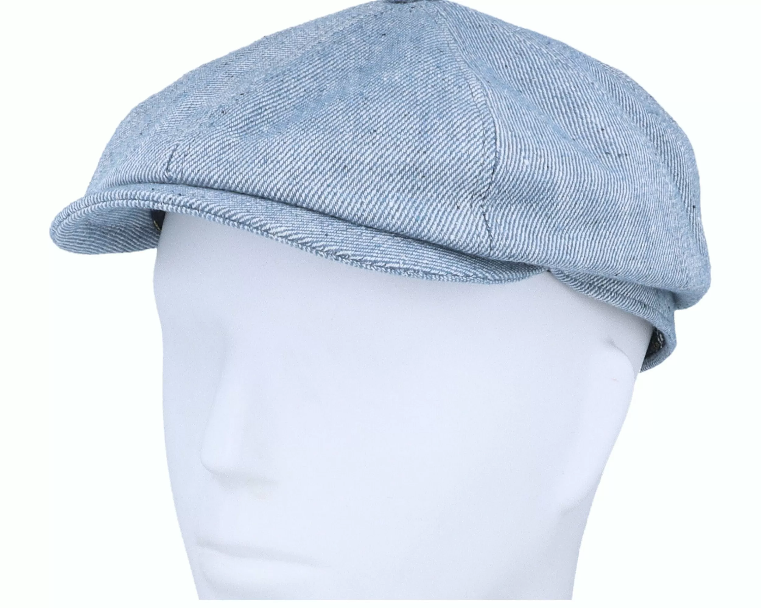 MJM Hats Blue Line Brett Linen Mix Light Blue Flat Cap - -Unisex Flat Caps