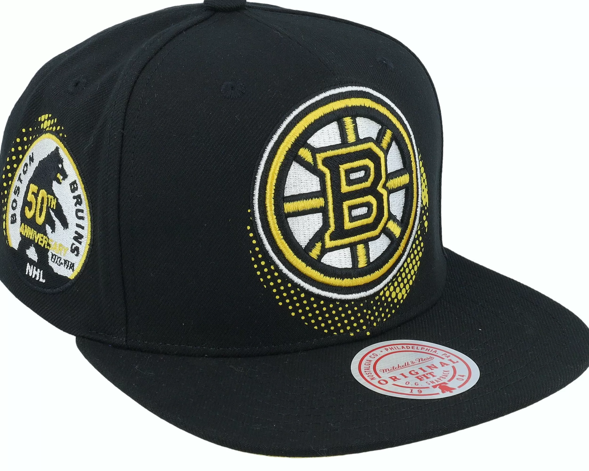 Mitchell & Ness Boston Bruins Big Face 7.0 Vintage Black Snapback - -Unisex Snapback