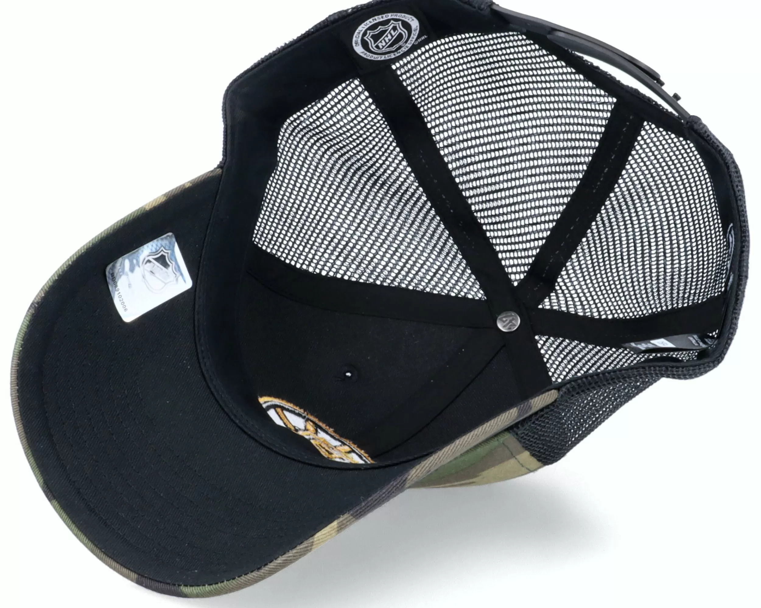 47 Brand Boston Bruins Branson 47 Mvp Camo/Black Trucker - -Unisex Trucker