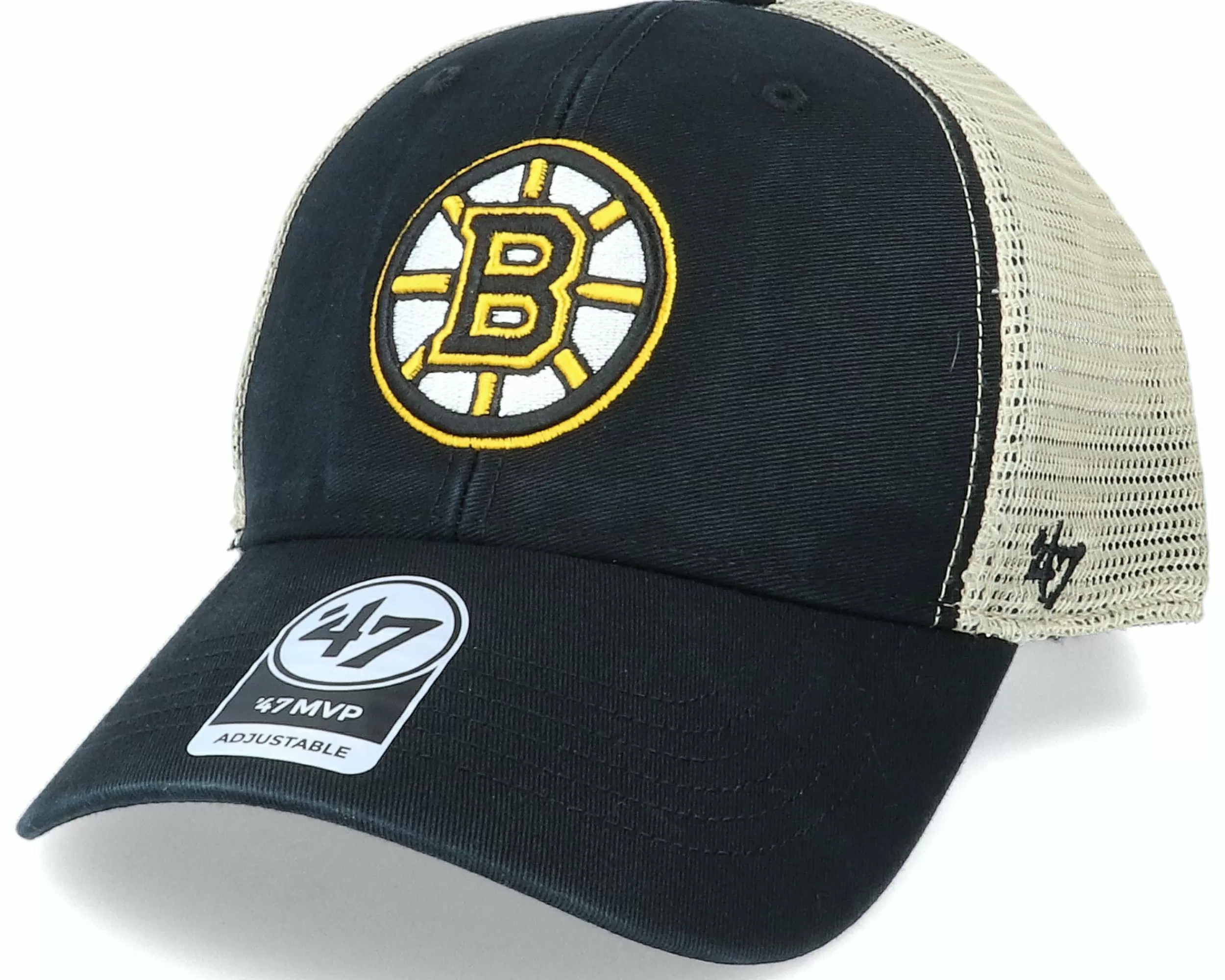 47 Brand Boston Bruins Flagship Wash Mvp Black/Beige Trucker - -Unisex Trucker