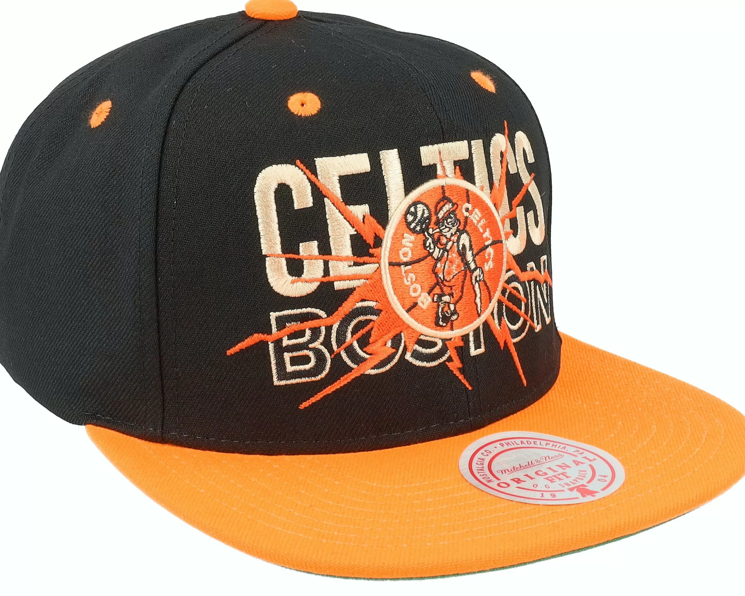 Mitchell & Ness Boston Celtics Shattered Black/Orange Snapback - -Unisex Snapback