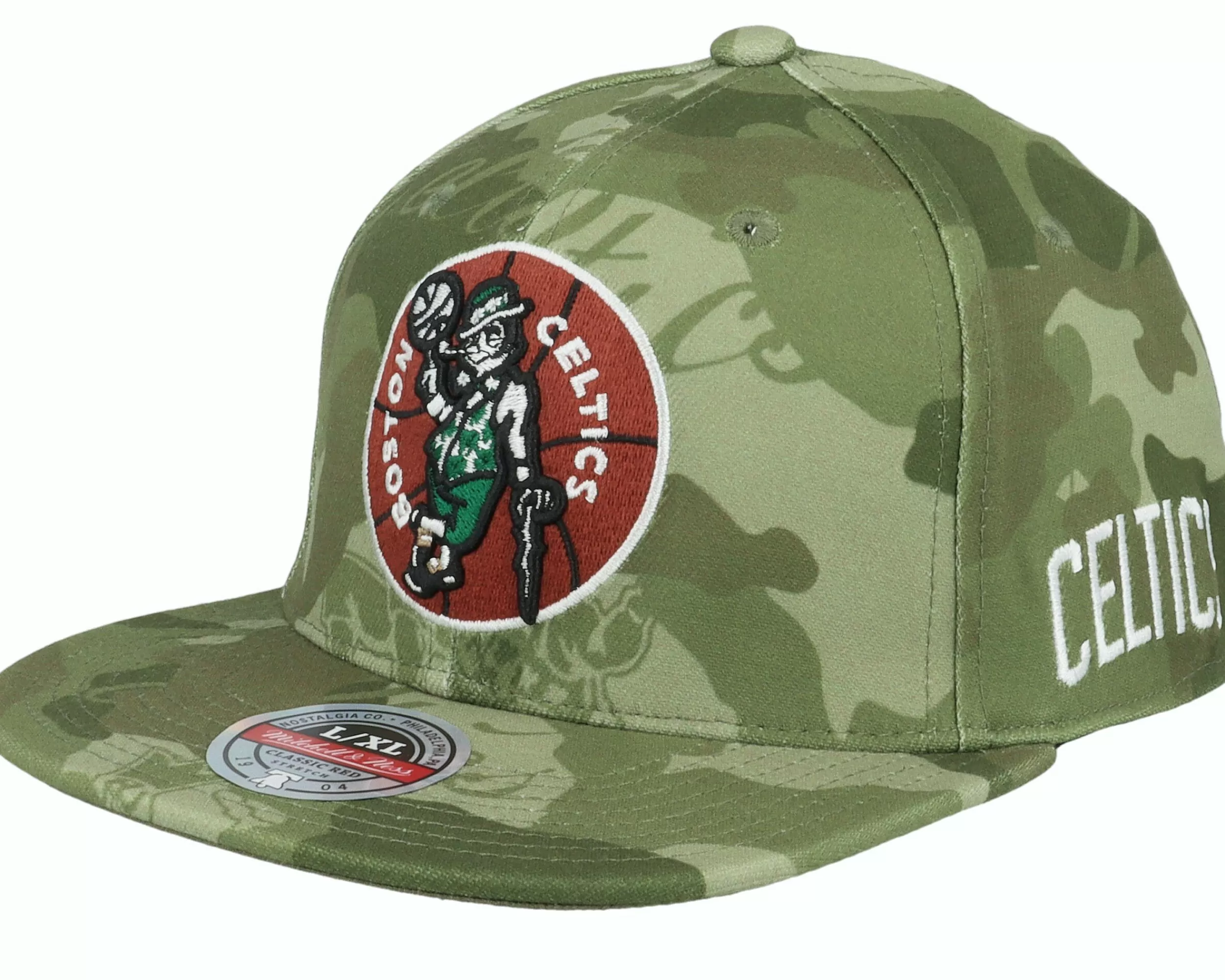 Mitchell & Ness Boston Celtics Tonal Green Camo Stretch Fitted - -Unisex Fitted